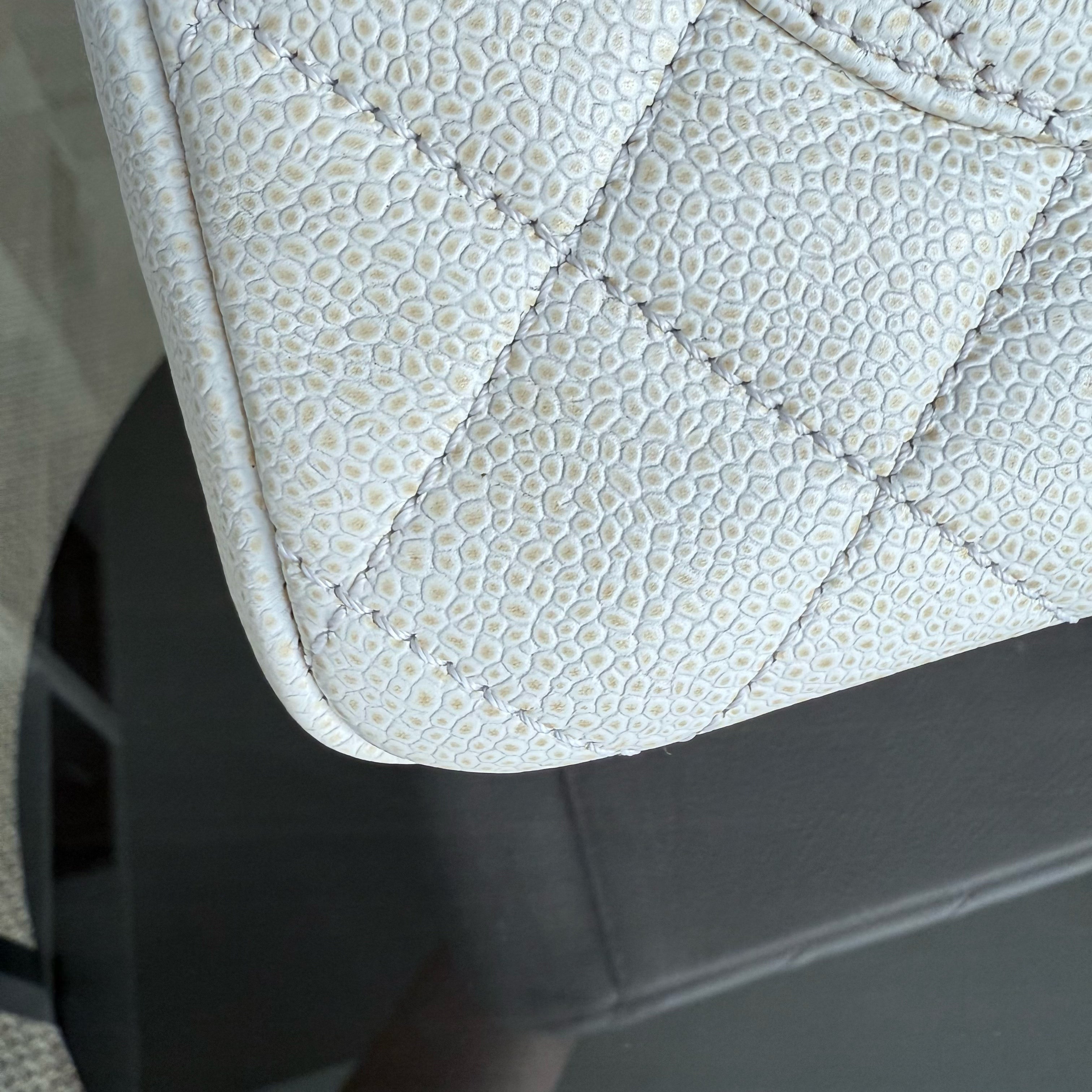 Chanel GST Grand Shopping Tote - Caviar Quilted White Silver Hardware Series 18