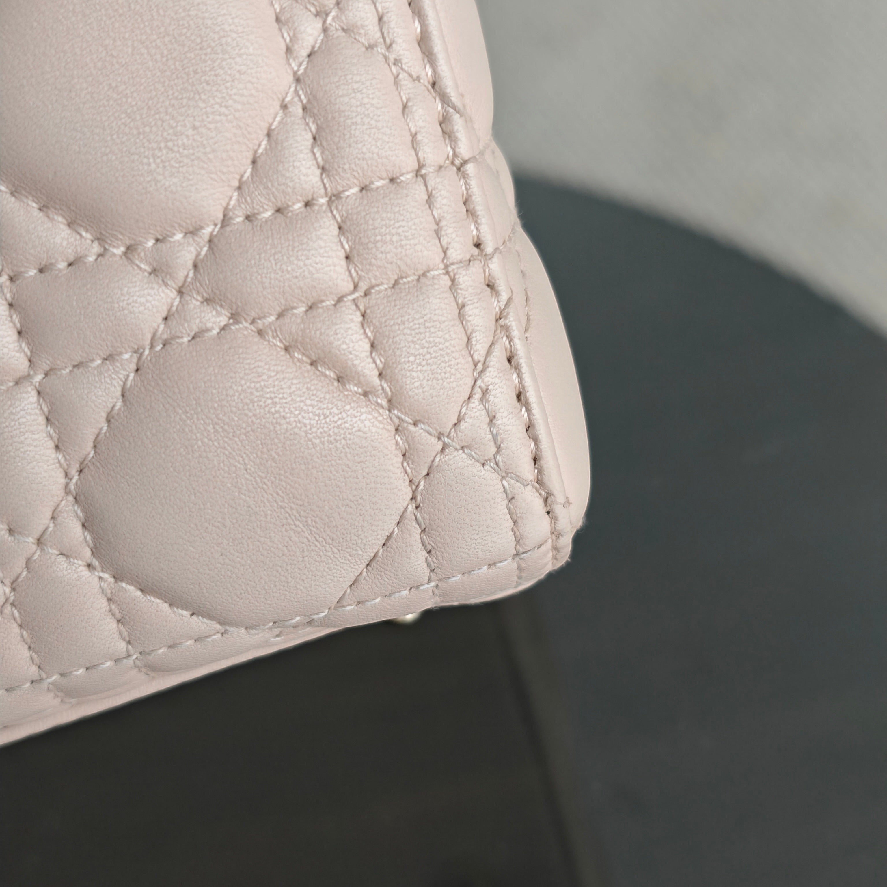 Dior Lady Large - Cannage Lambskin Light Pink Gold Hardware Adjustable Strap