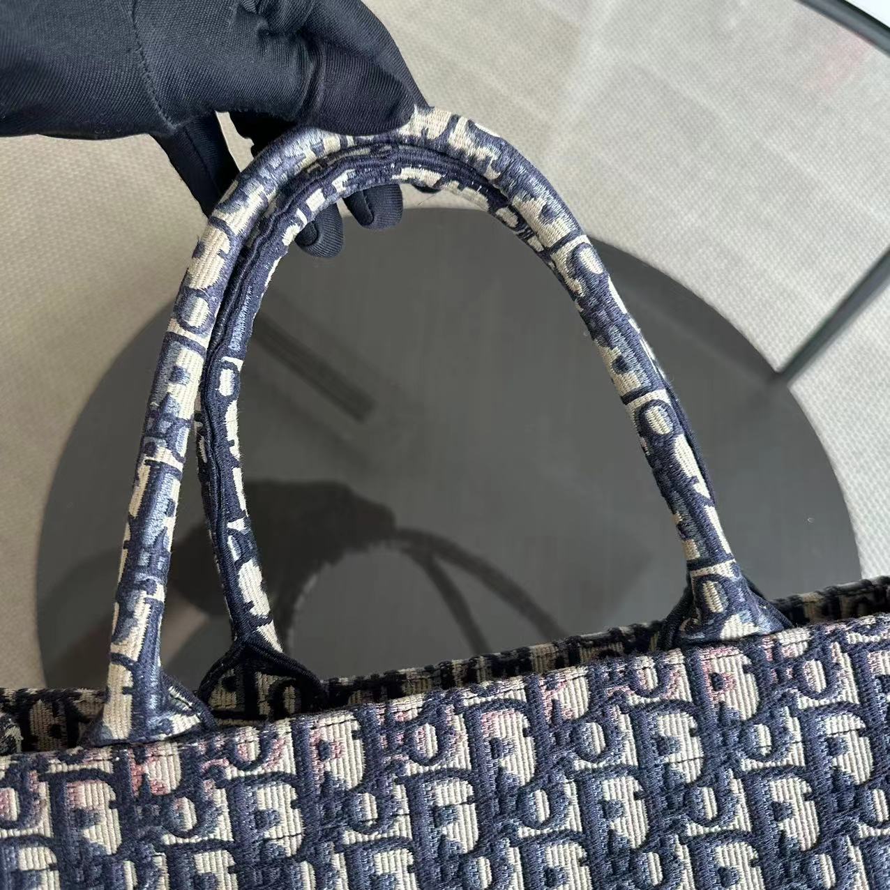 Dior Book Tote - Large Canvas Monogram Dark Blue