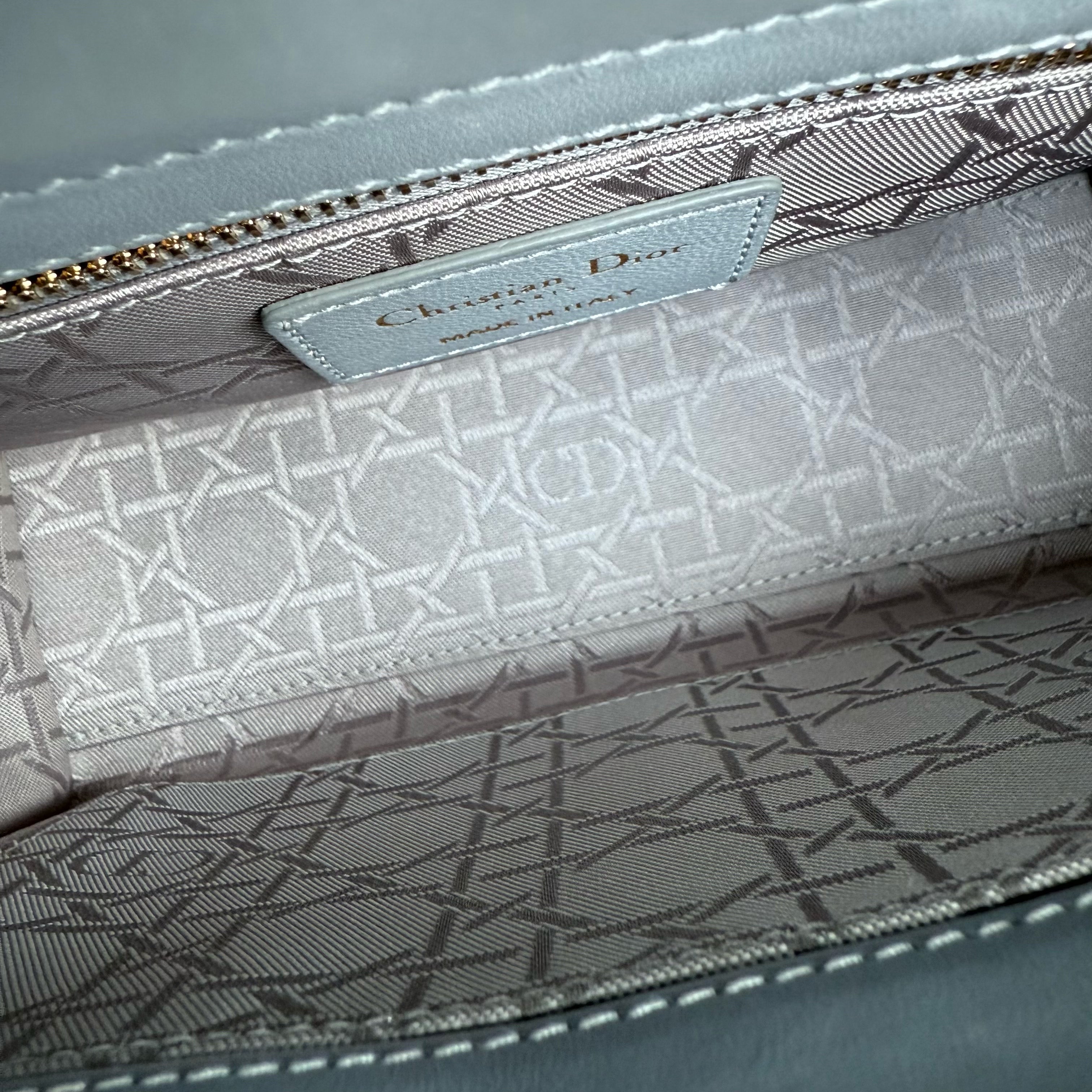 Dior Lady Flap ABC Small - Cannage Lambskin Grey Gray Gold Hardware MyABC