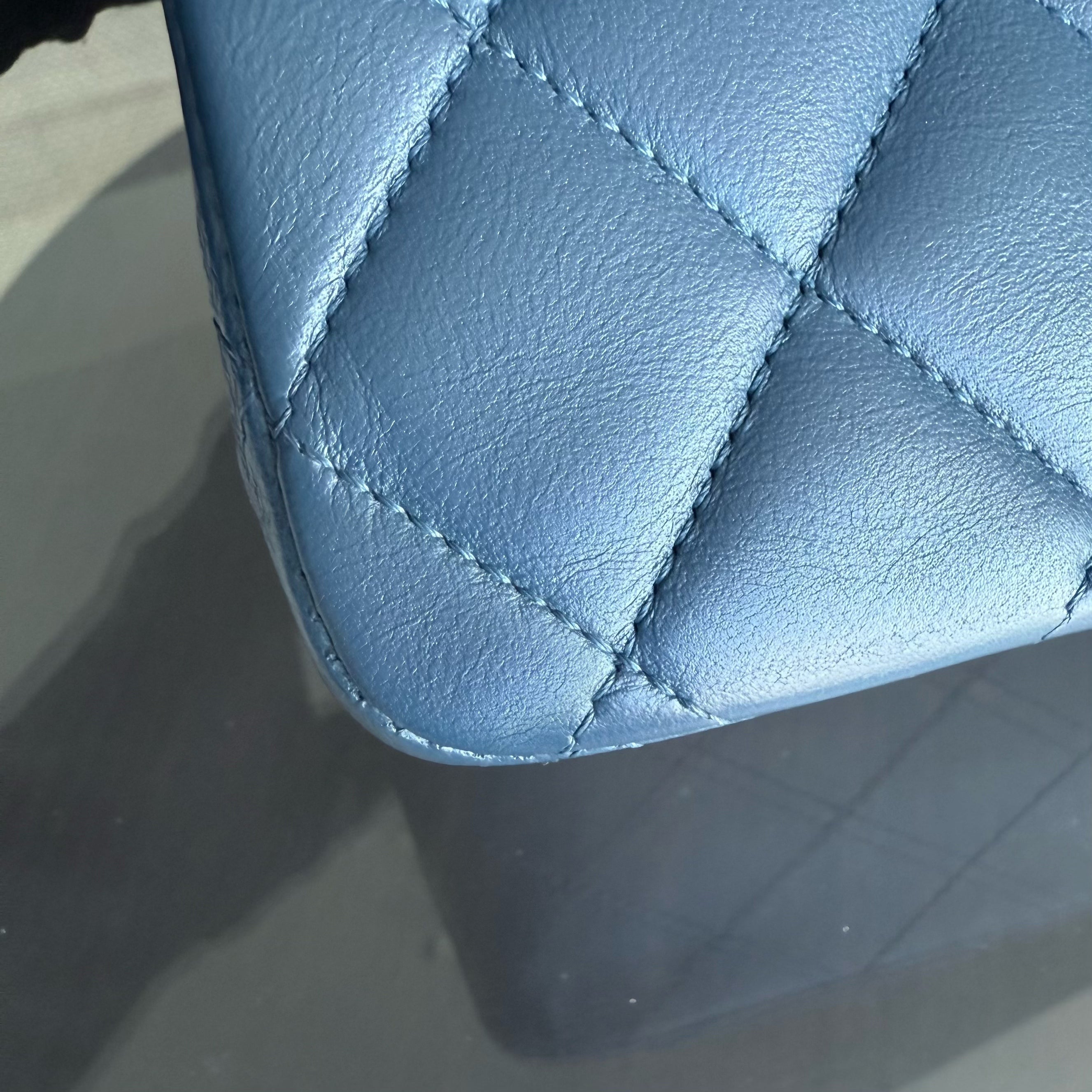 Chanel Classic Flap Medium - 25CM Quilted Lambskin Blue Gold Hardware Series 13