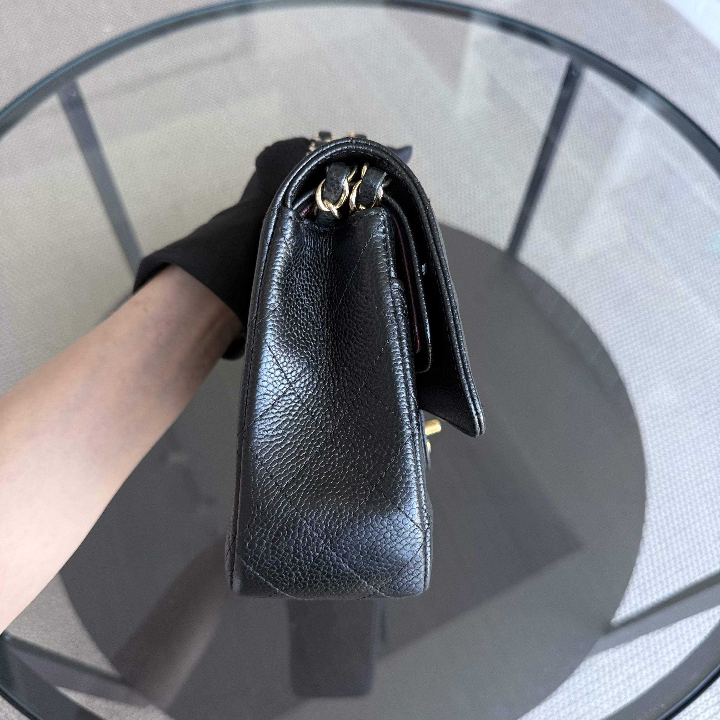 Chanel Classic Flap Medium - Caviar 25CM Quilted Black Gold Hardware Series 25