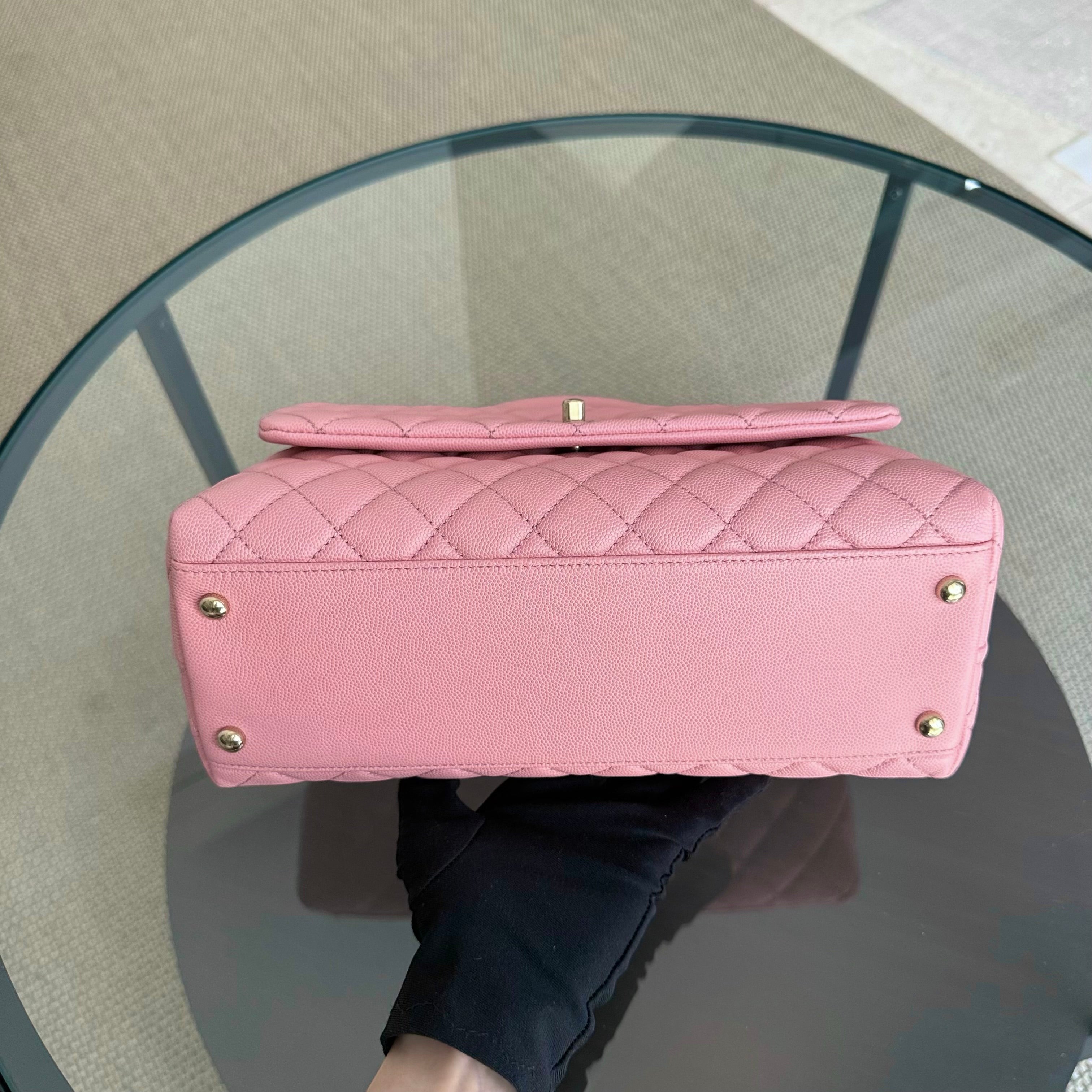 Chanel Coco Handle Medium - Caviar 29CM Quilted Pink Gold Hardware Series 27