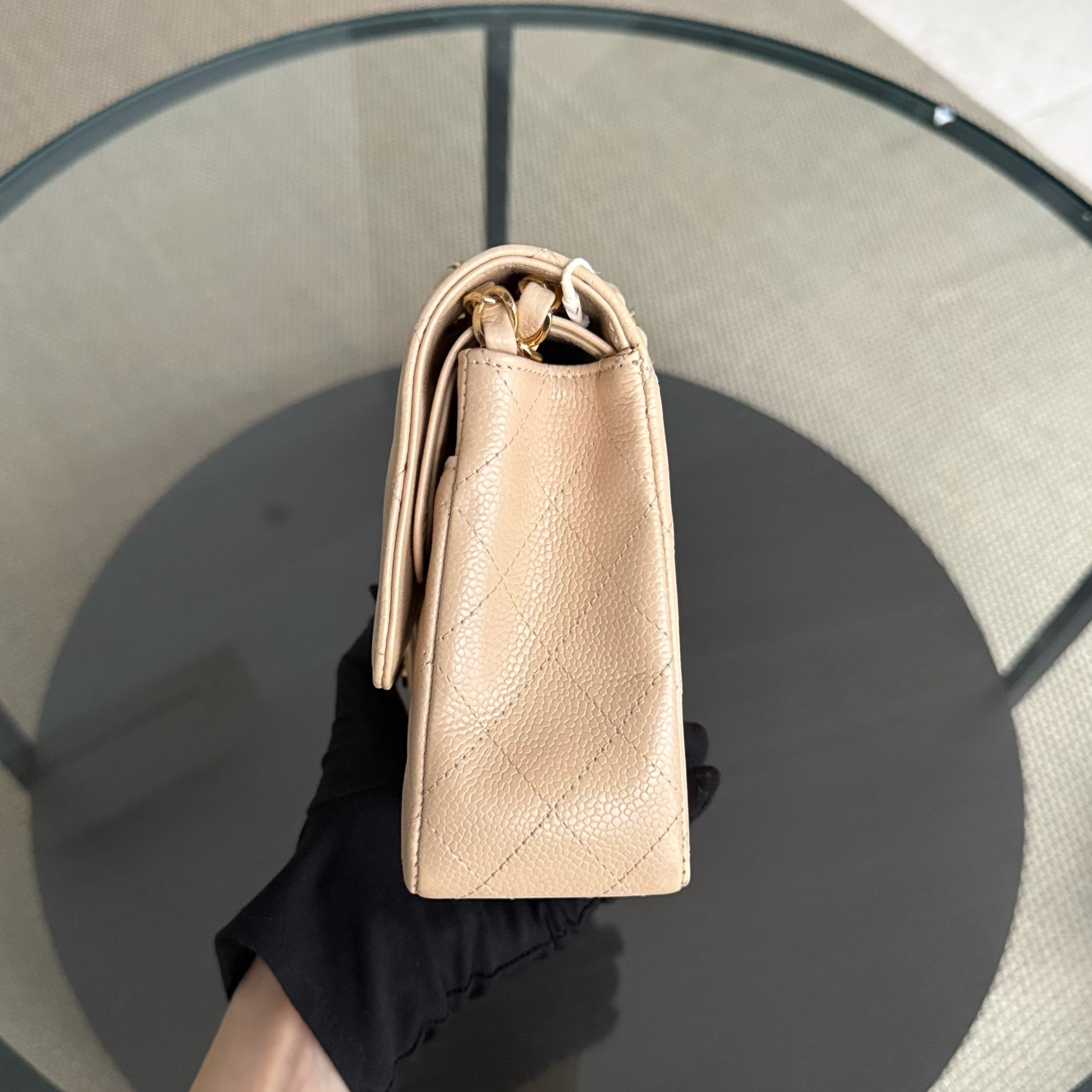 Chanel Classic Flap Medium - Caviar 25CM Quilted Beige Gold Hardware Series 15