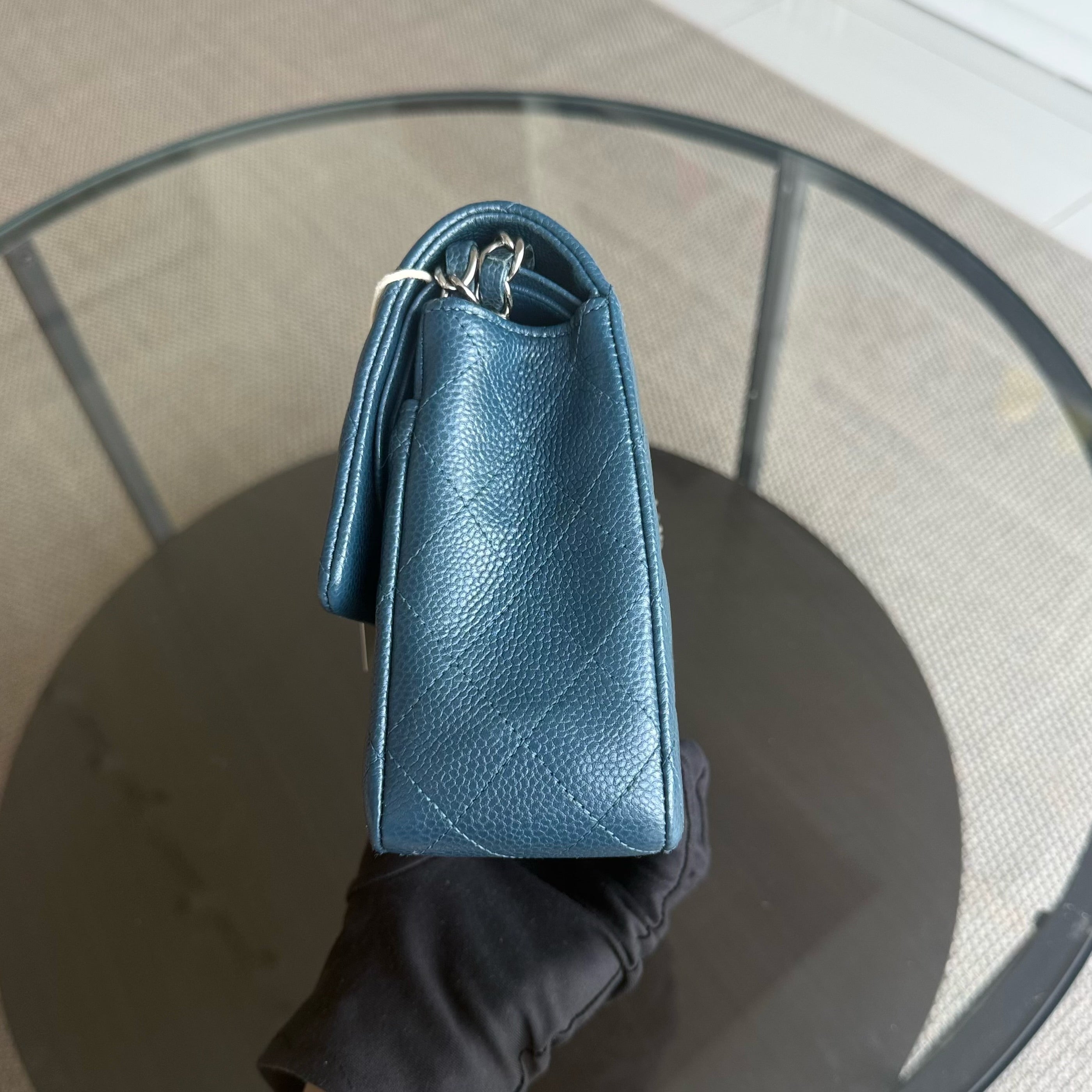 Chanel Classic Flap Medium - Caviar 25CM Quilted Blue Gold Hardware Series 20