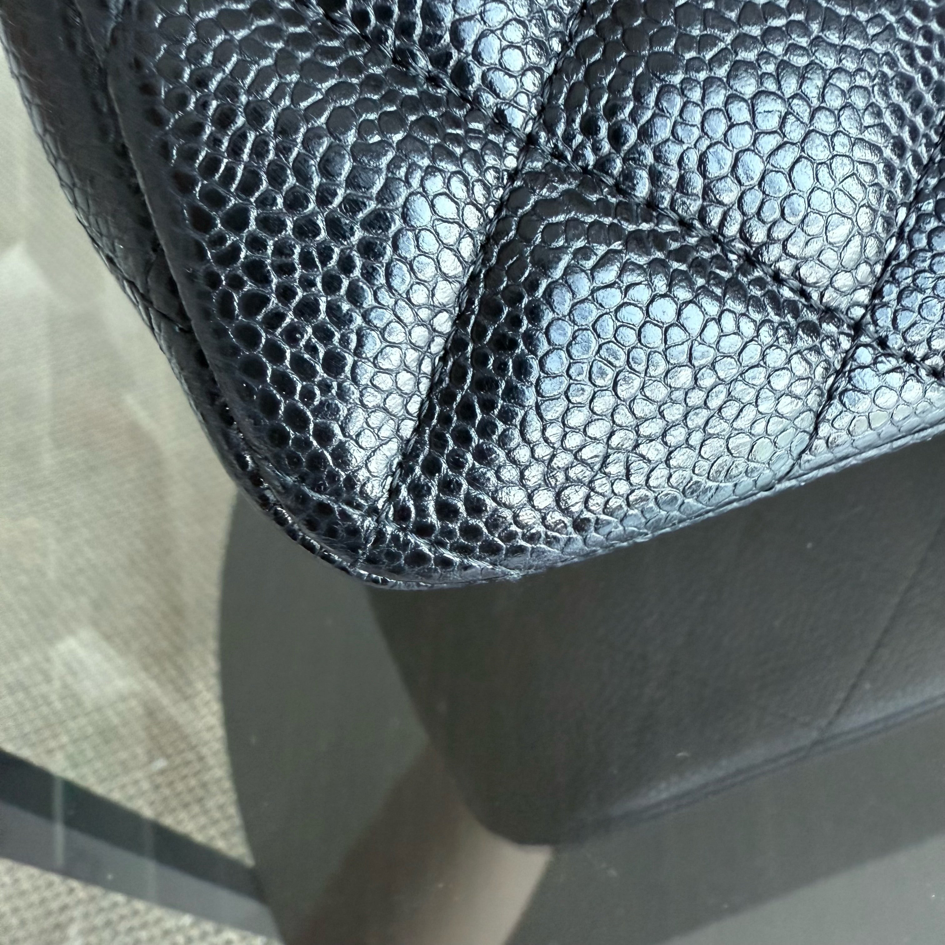 Chanel Classic Flap Jumbo - Caviar Quilted Grained Calfskin Black Silver Hardware Series 14