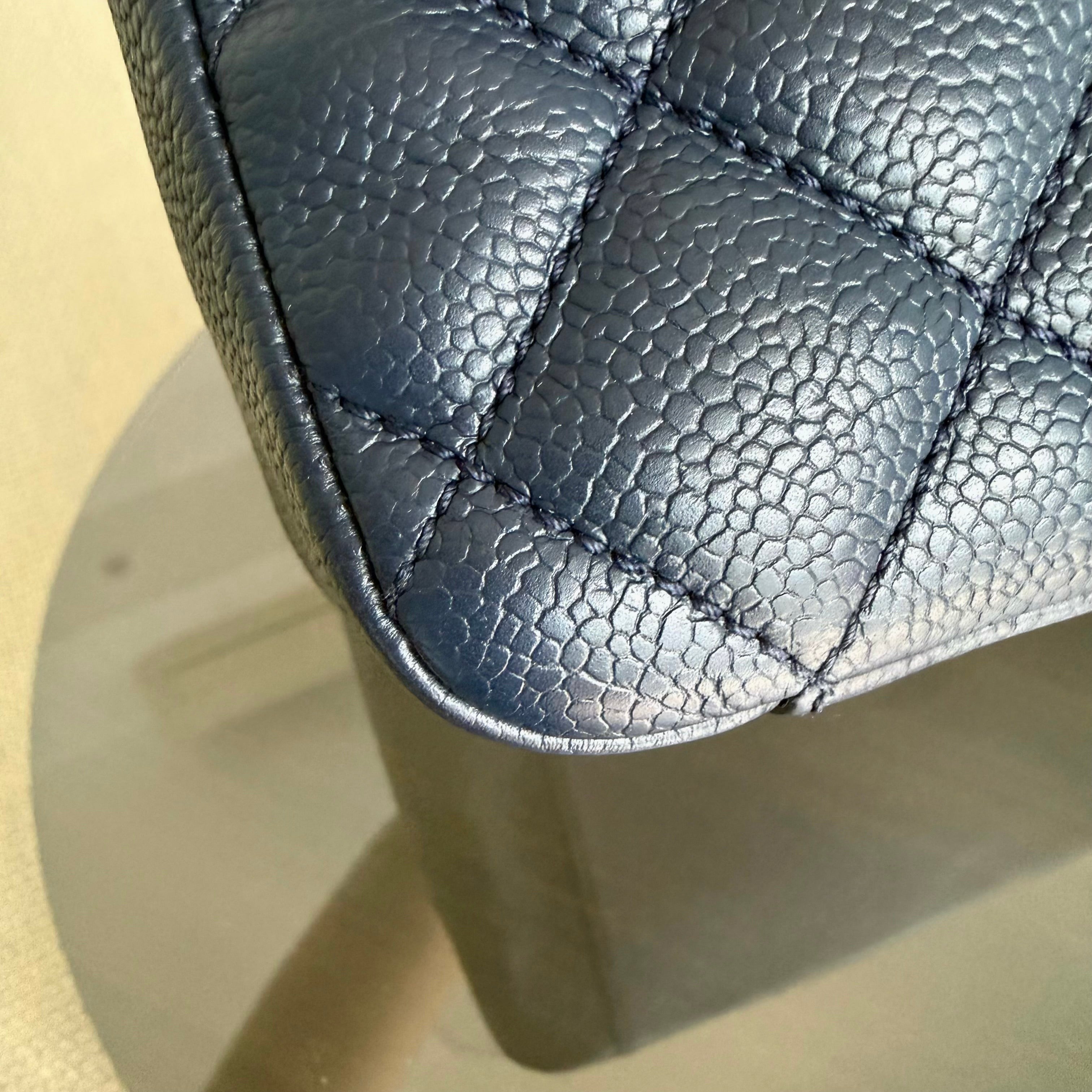 Chanel GST Grand Shopping Tote - Dark Blue Caviar Quilted Silver Hardware Series 13