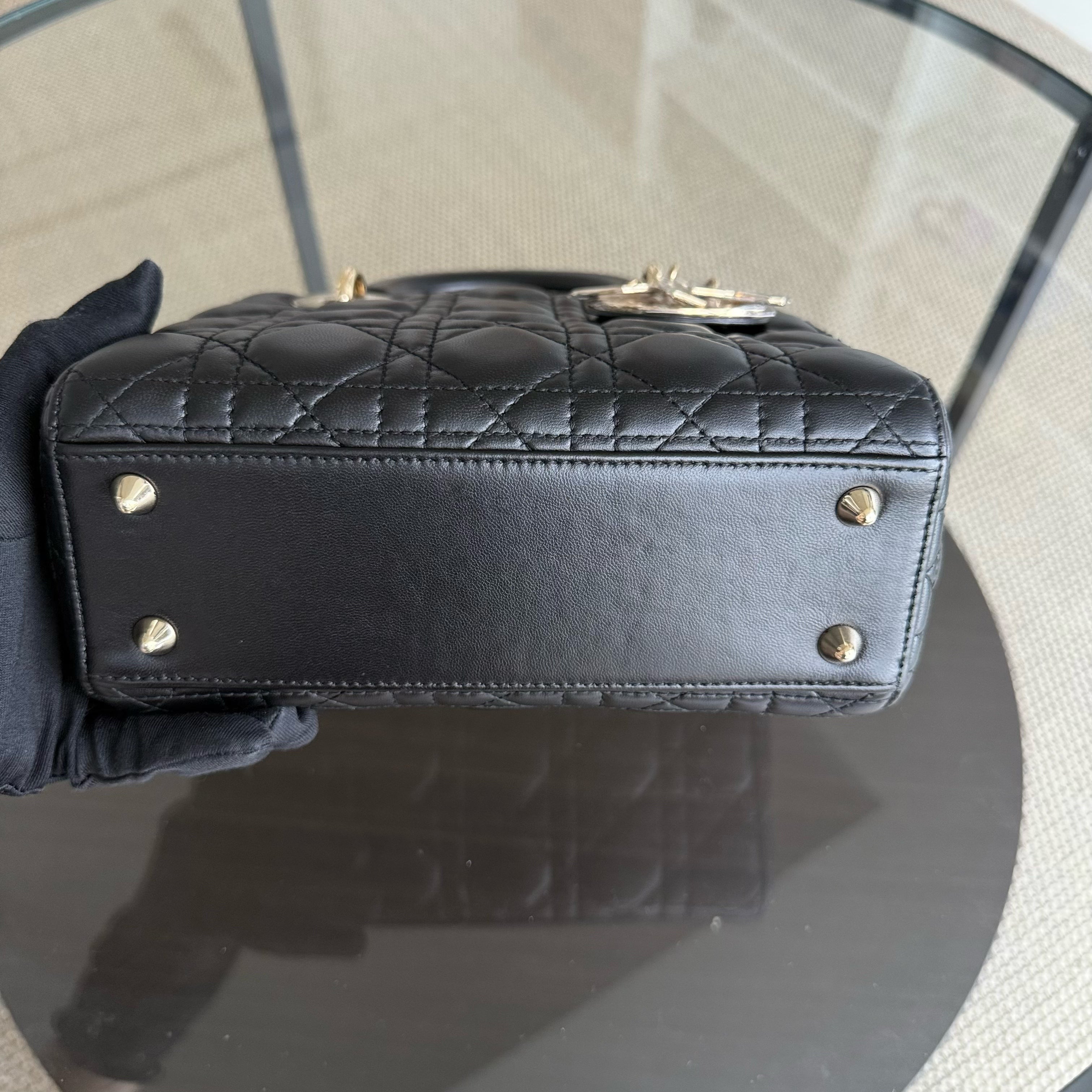 Dior Lady Small - Cannage Lambskin Black Gold Hardware