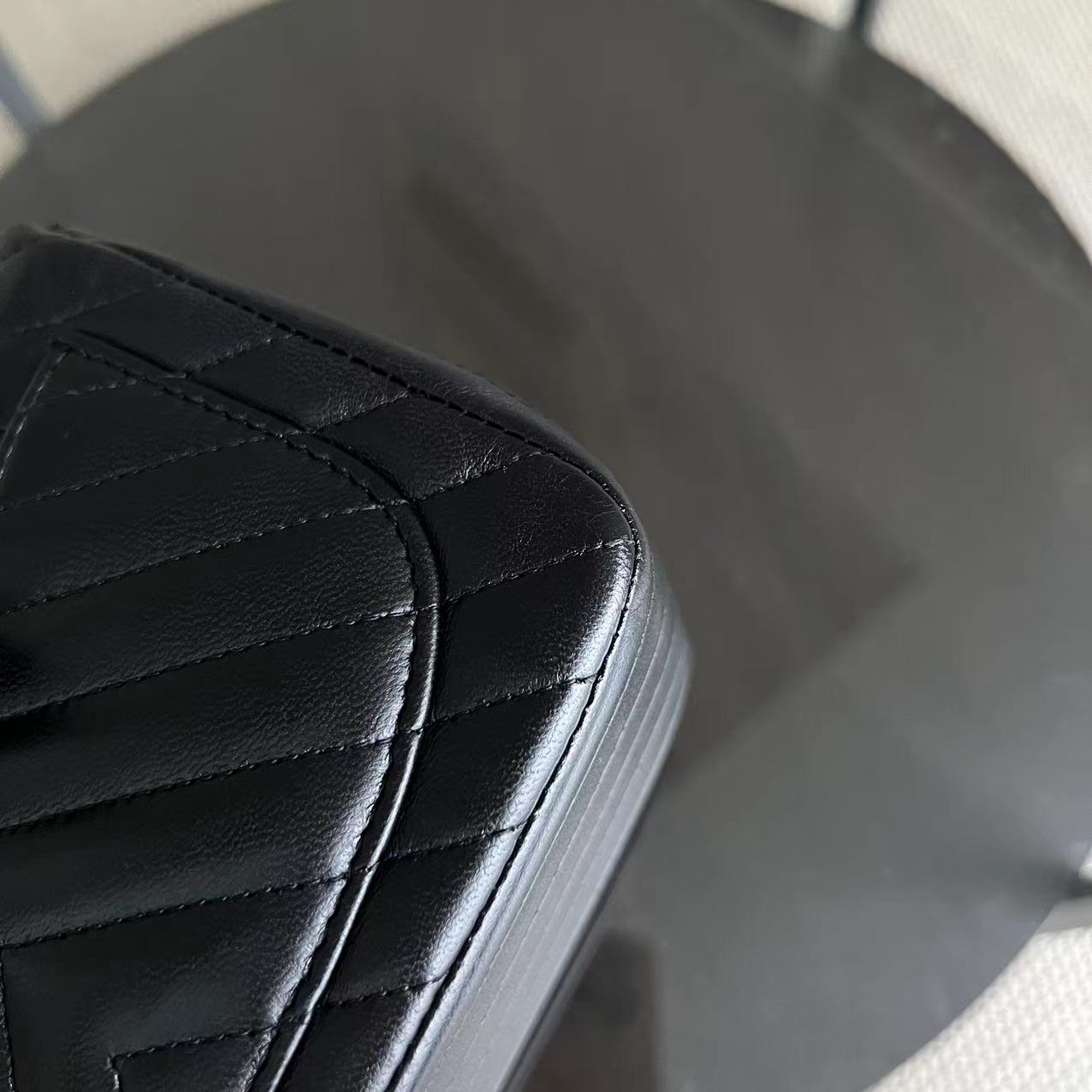 Mini Square Classic Flap Chevron Black Golden Hardware Series 21