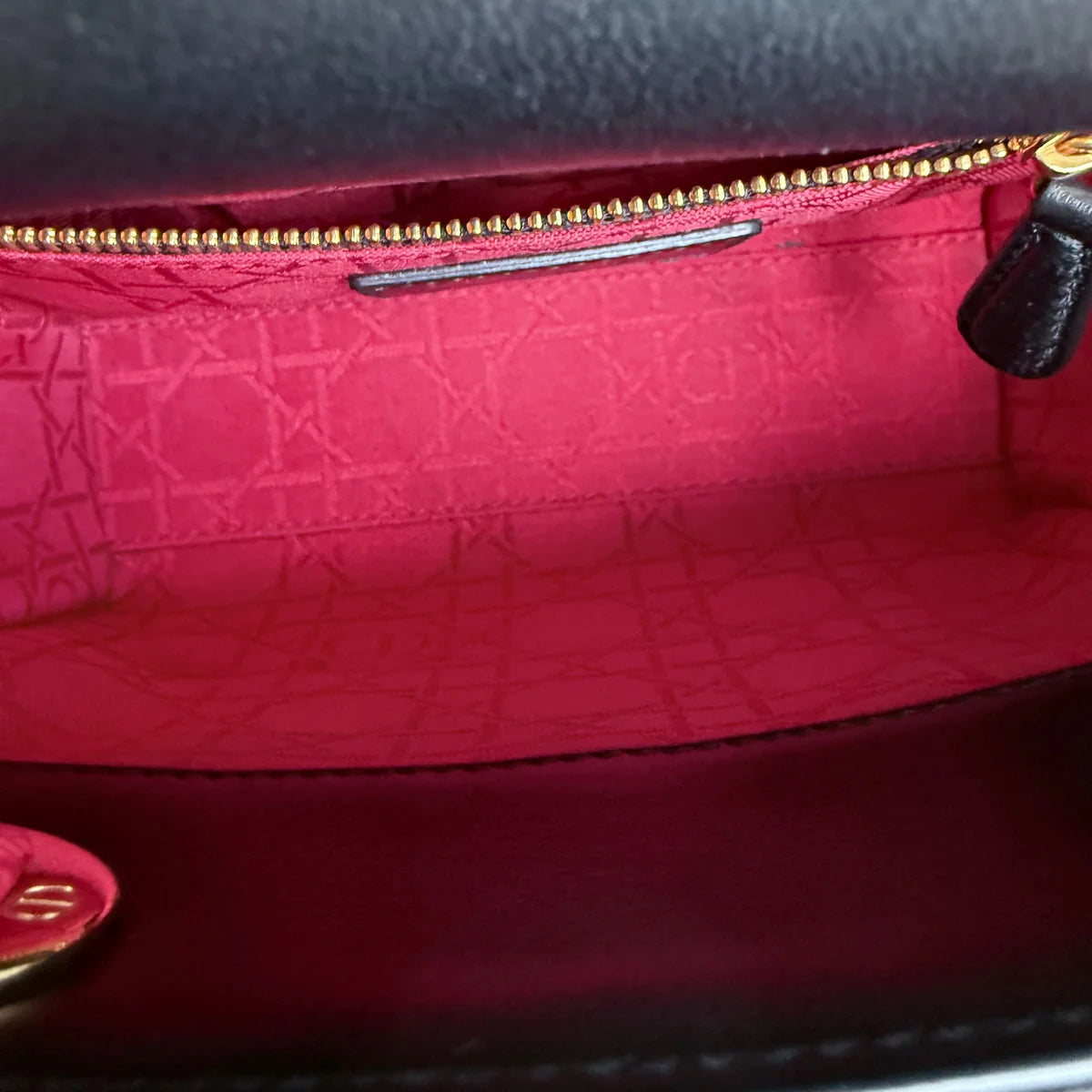 Dior Lady Mini - Cannage Lambskin Black Gold Hardware Adjustable Strap