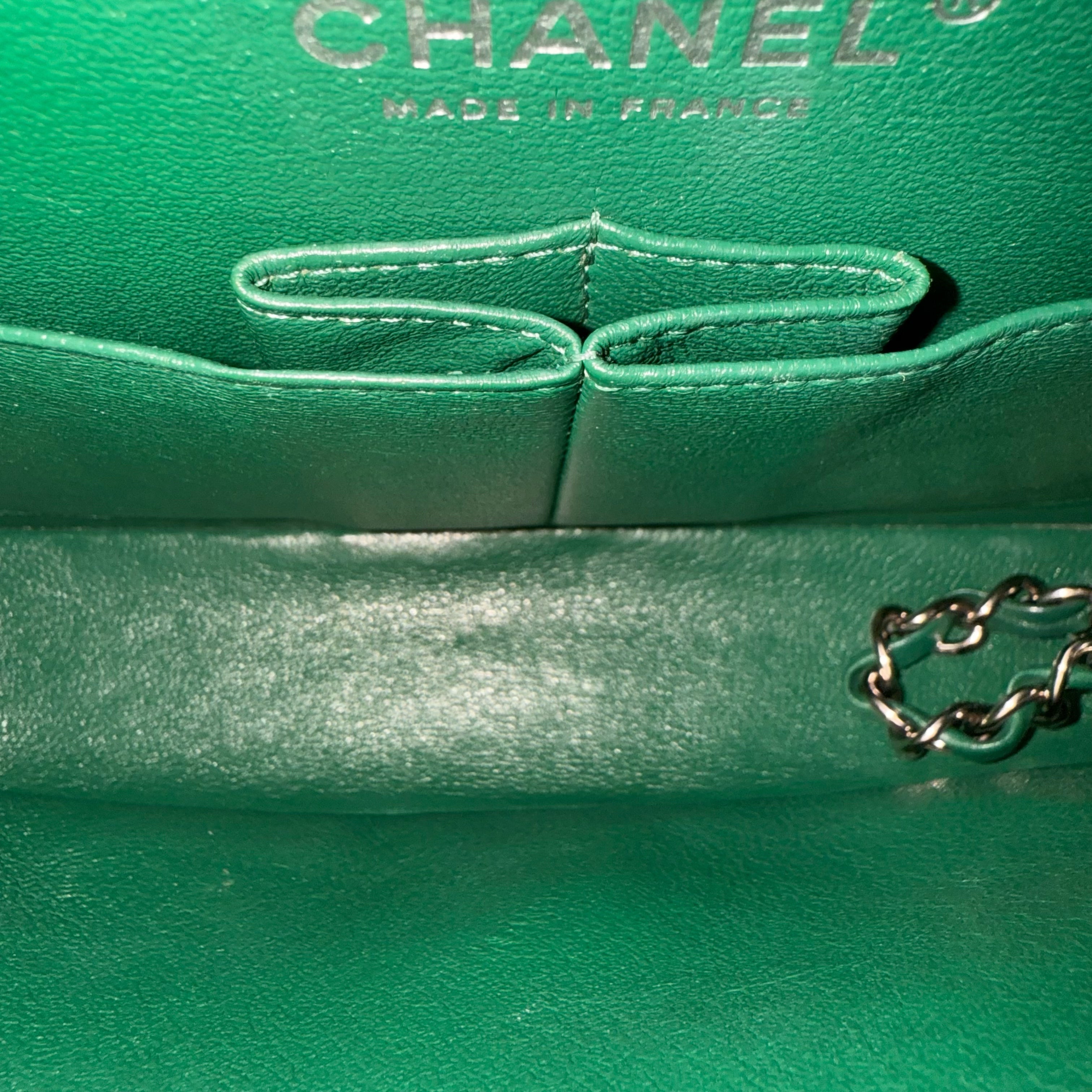 Chanel Classic Flap Small - Lambskin 23CM Quilted Double Flap Dark Green Silver Hardware Series 25