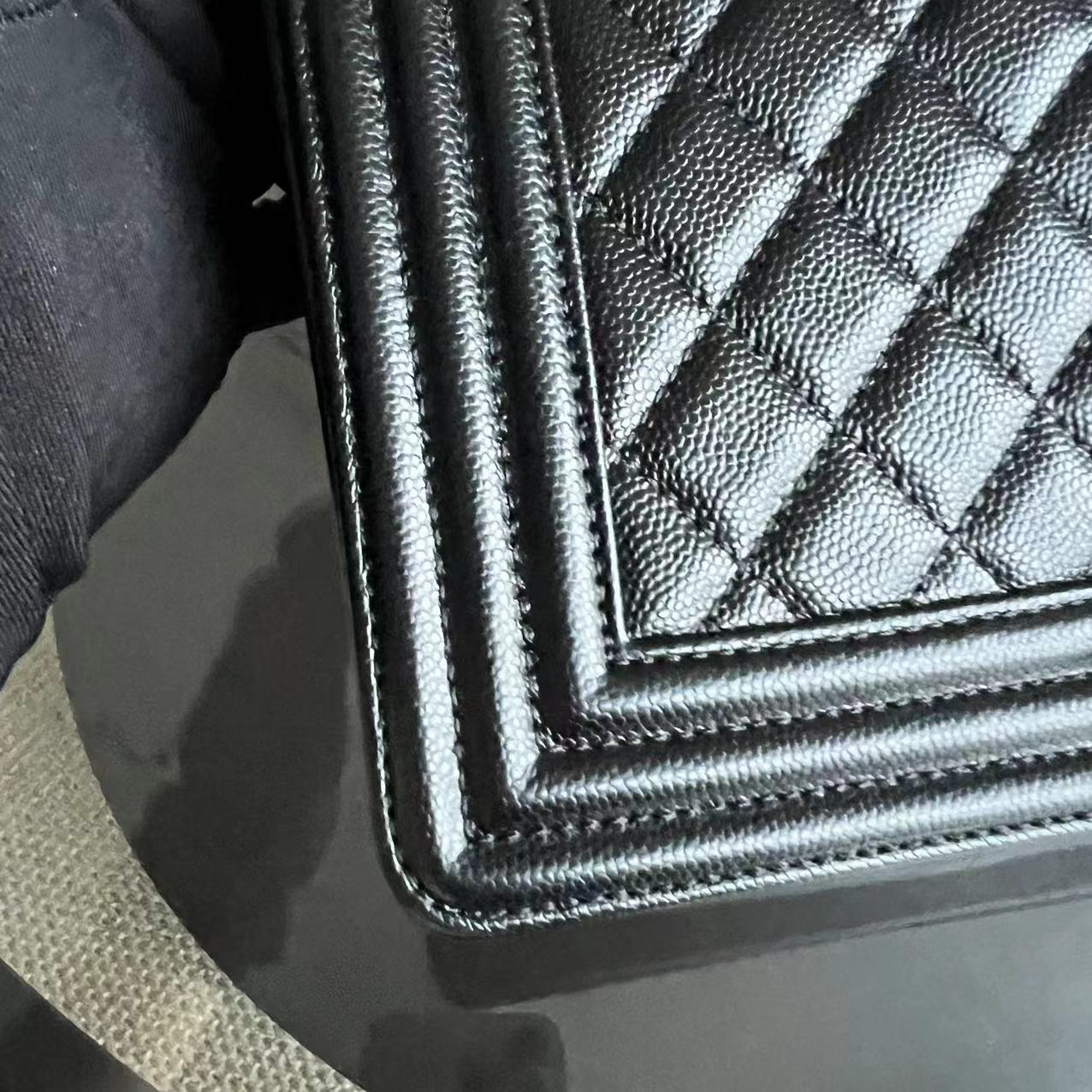 Caviar Boy Medium 25CM Quilted Black Golden Hardware Series 28