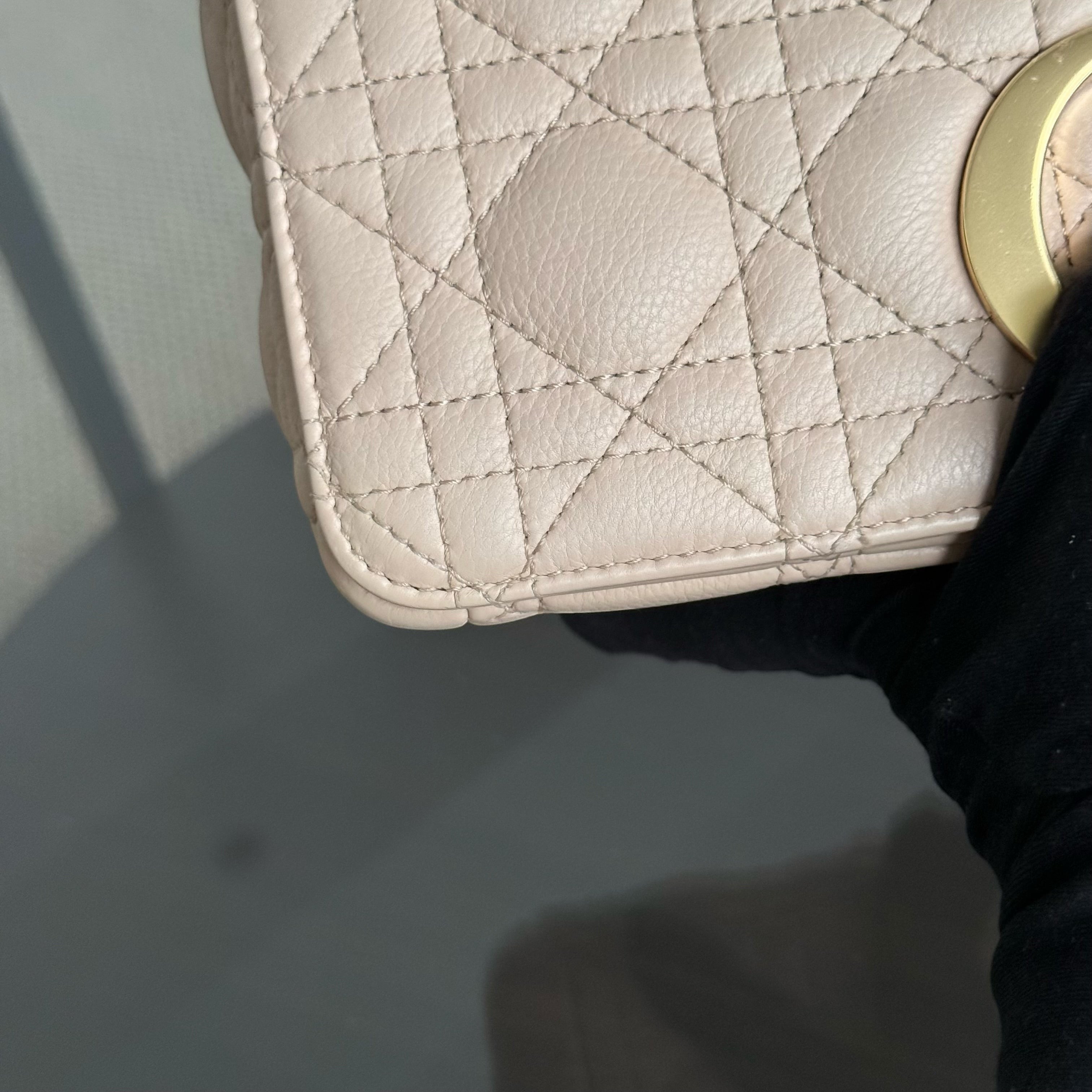 Dior Caro Medium - Cannage Grained Calfskin Beige Gold Hardware