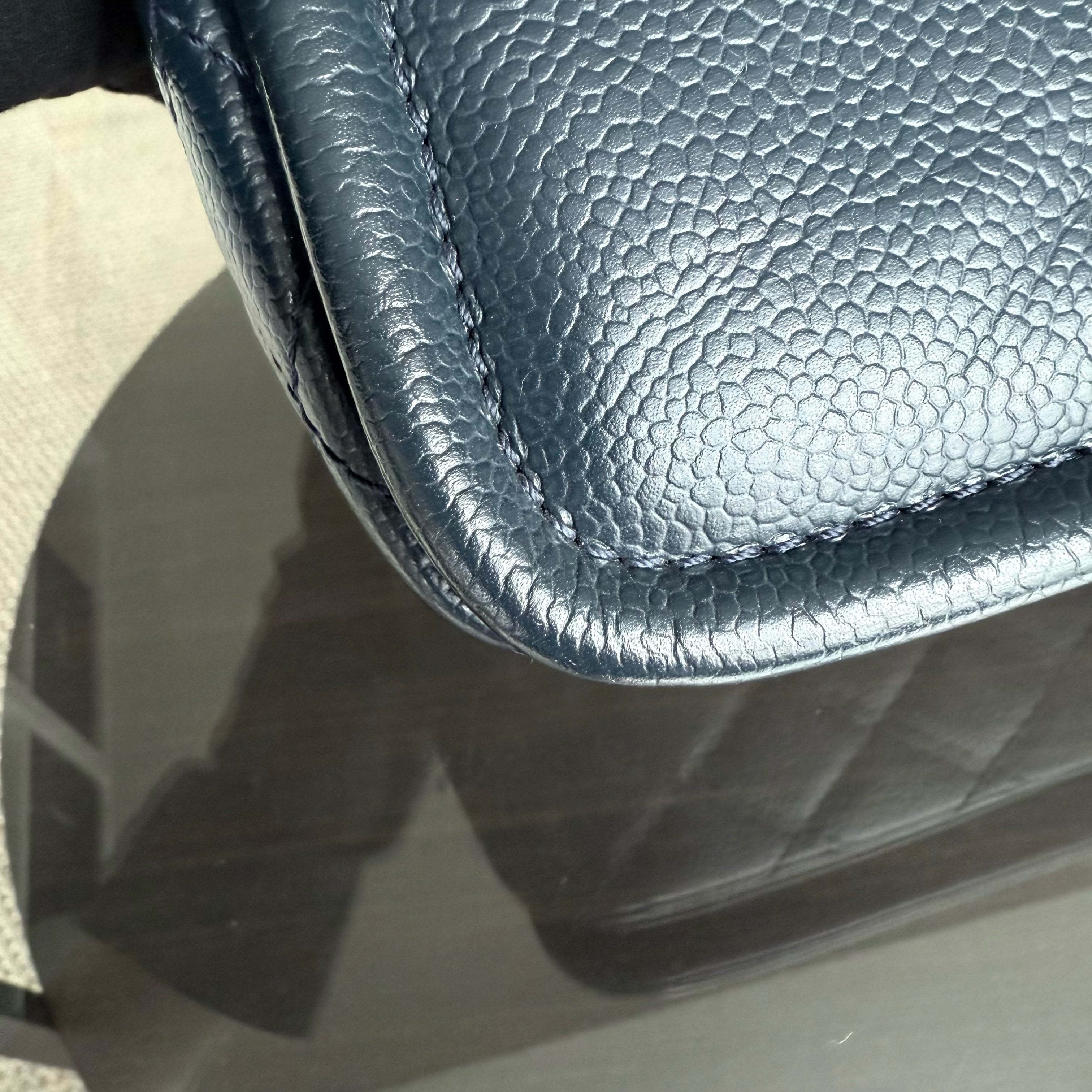 Chanel Seasonal Timeless CC Flap - Caviar 24CM Dark Blue Silver Hardware Series 15