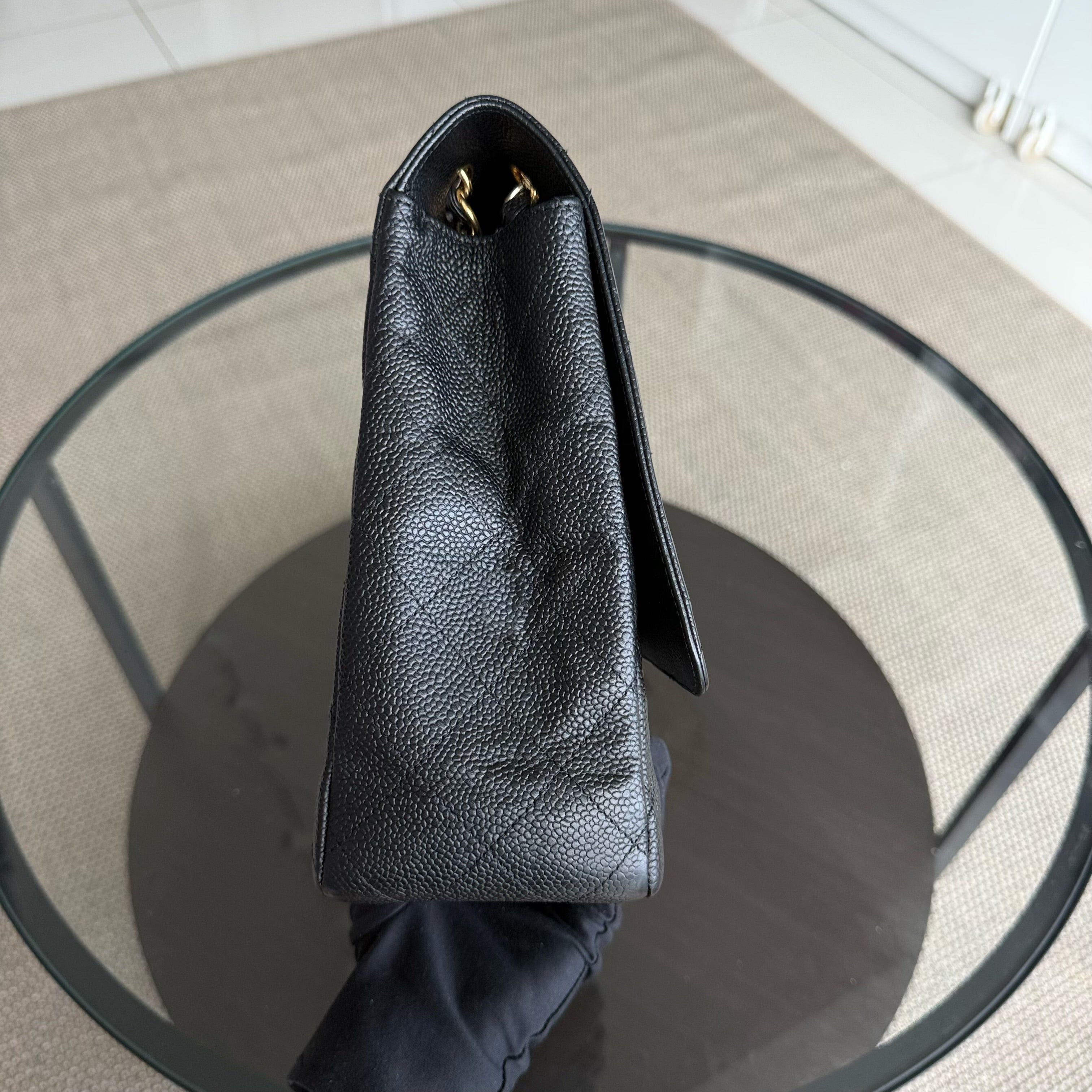 Chanel Classic Flap Maxi - Caviar 33CM Single Flap Black Gold Hardware Series 13