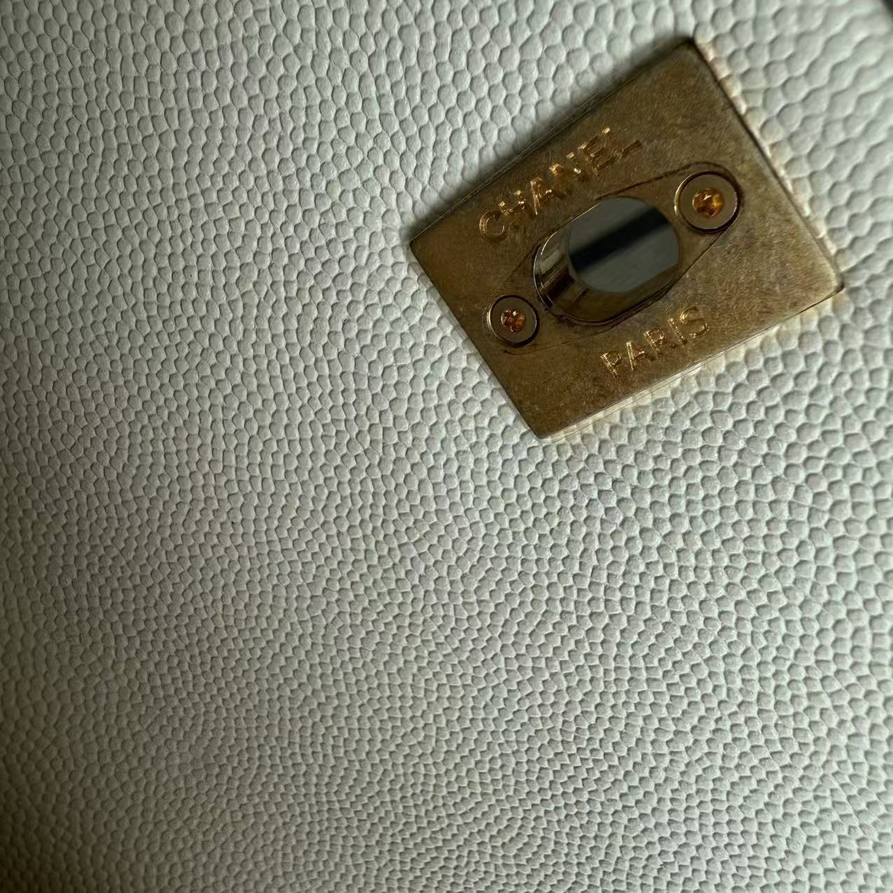 Chanel Coco Handle Small - Caivar Quilted Cream White Gold Hardware Series 24