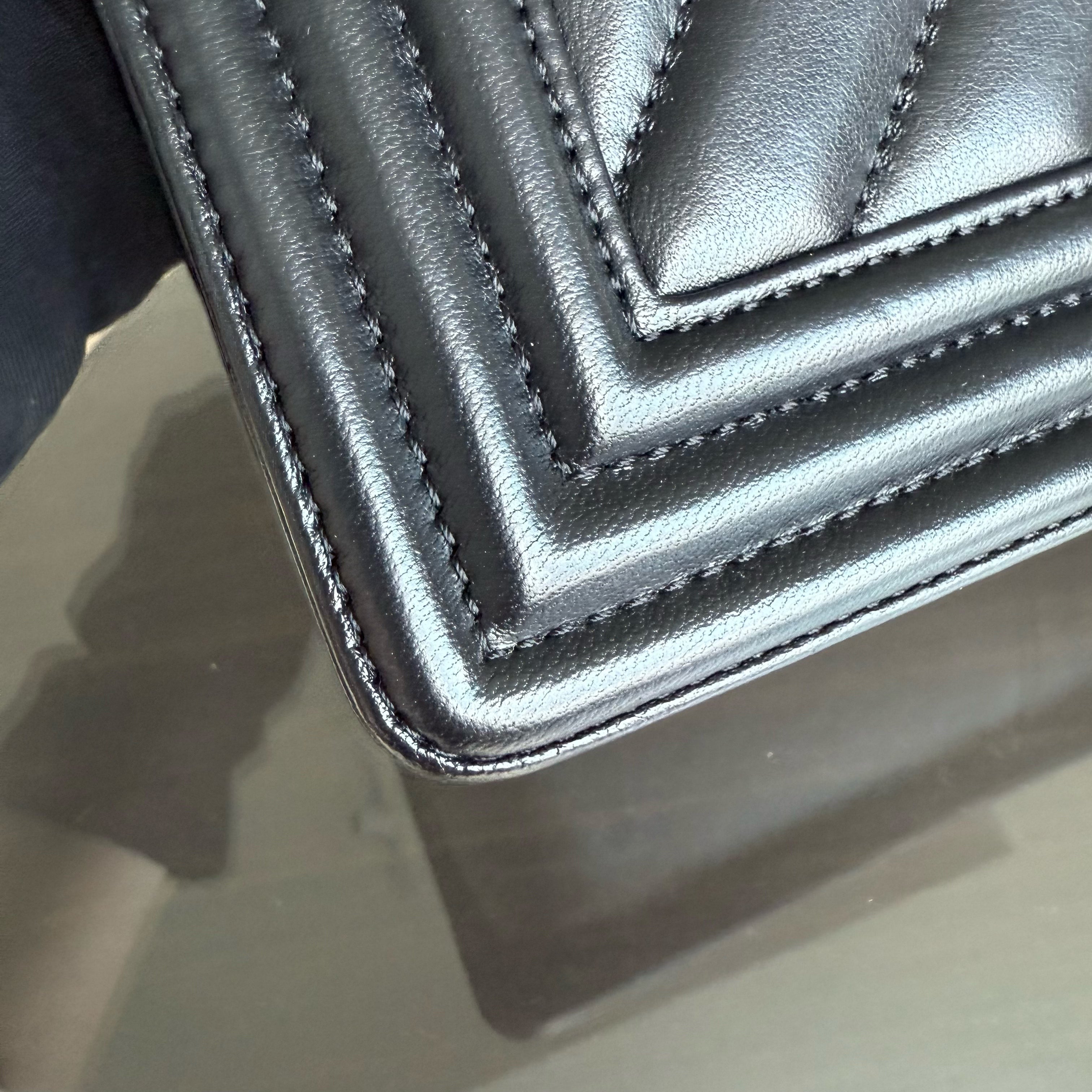 Chanel Boy Medium - 25CM Quilted Calfskin Black Dark Silver Hardware Series 25