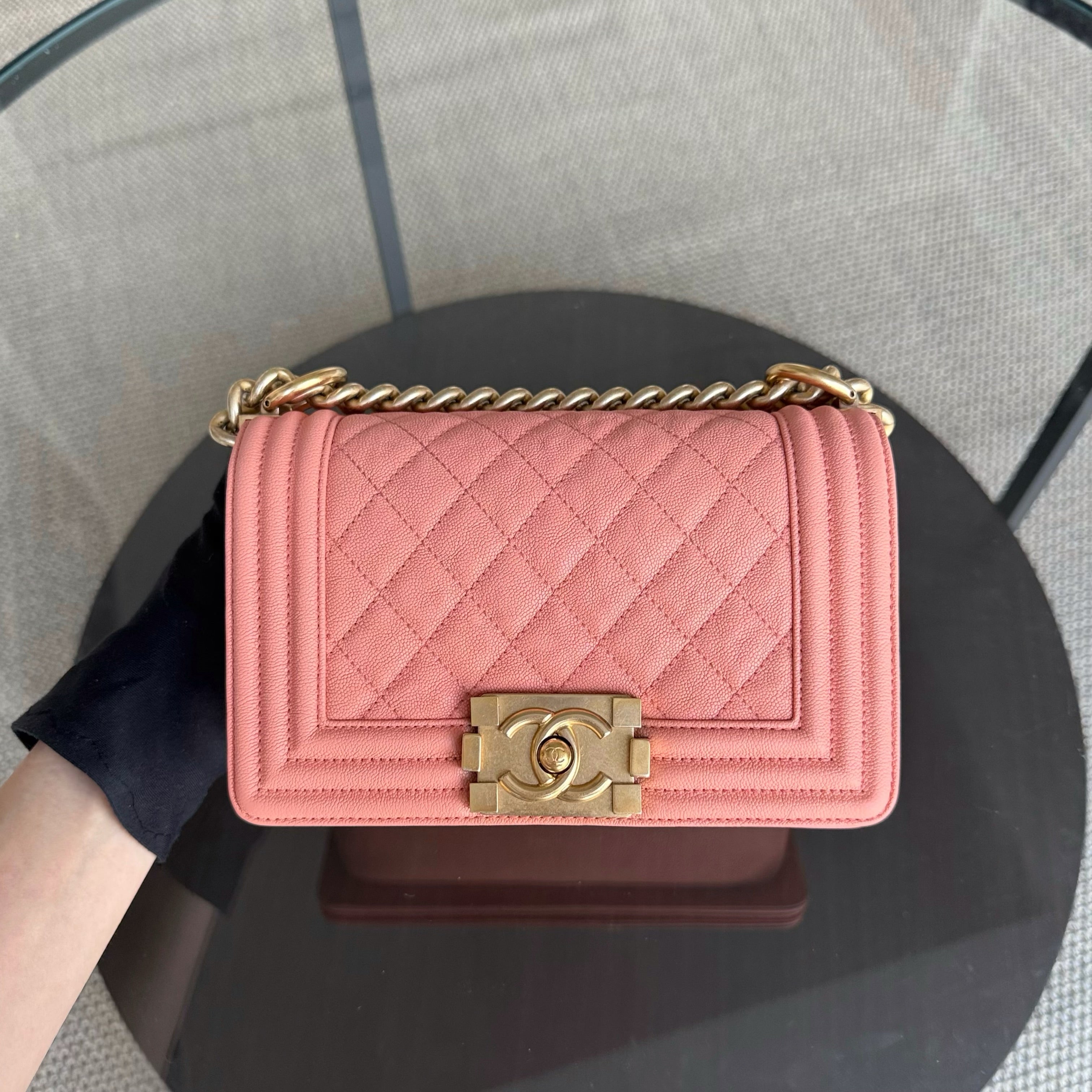 Chanel Boy Small - Caviar 20CM Quilted Blush Gold Hardware Series 27