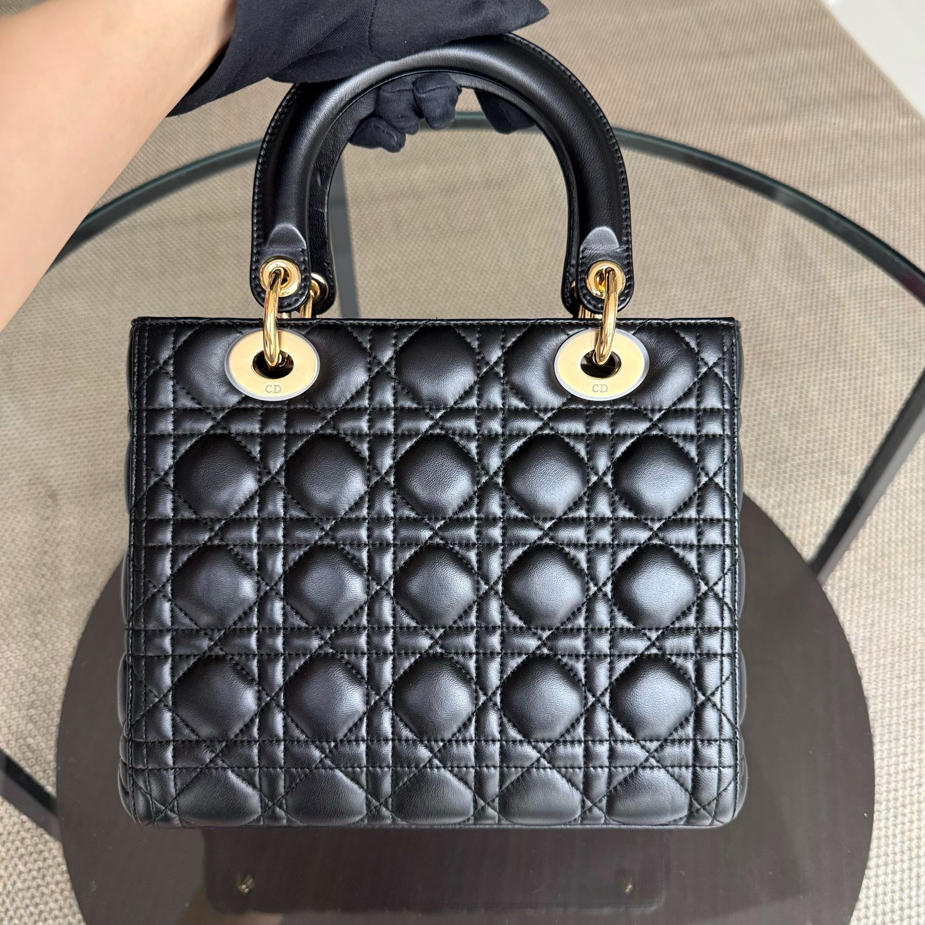 Dior Lady Medium - Canange Lambskin Black Gold Hardware
