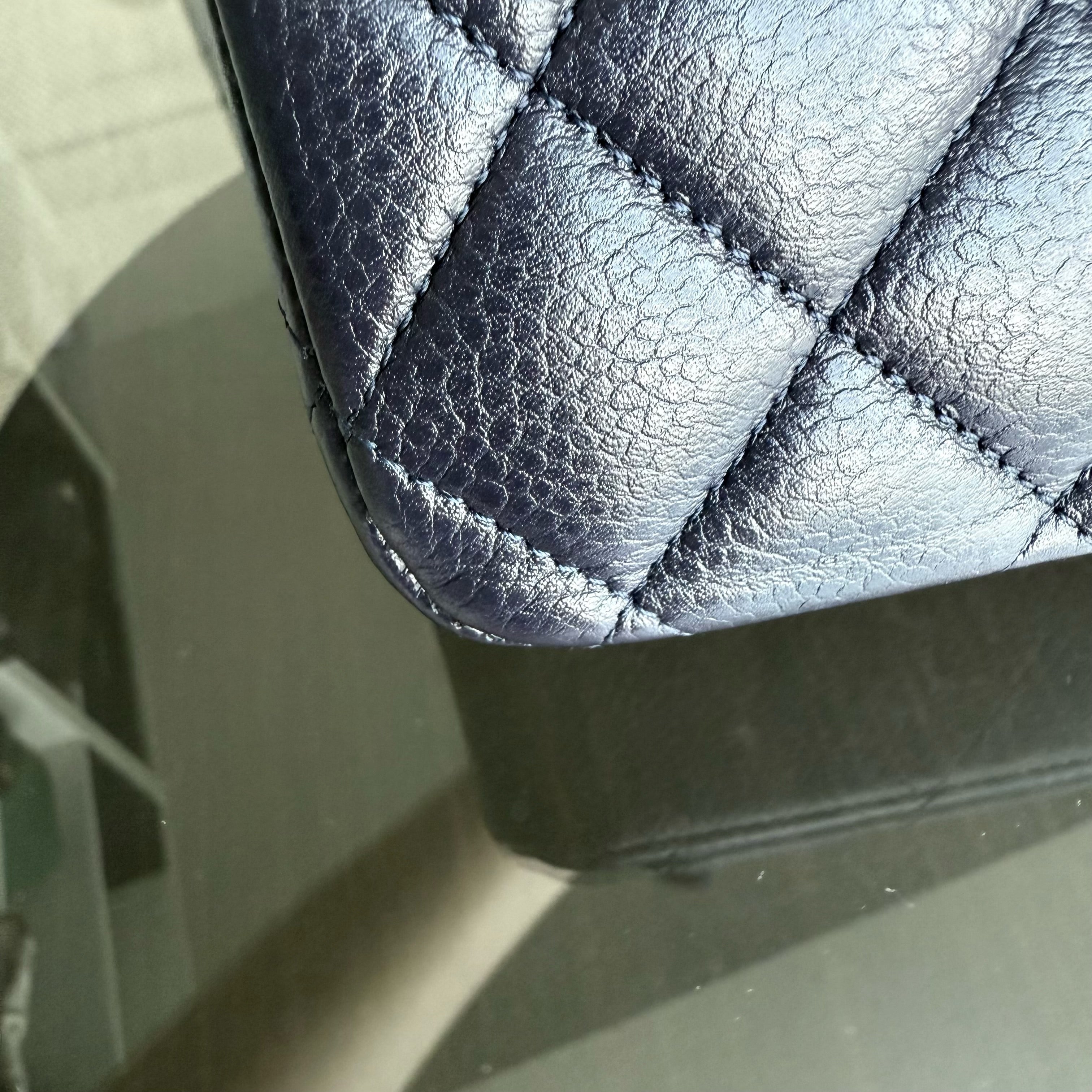 Chanel Classic Flap Medium - Caviar 25CM Quilted Grained Calfskin Midnight Blue Silver Hardware Series 18