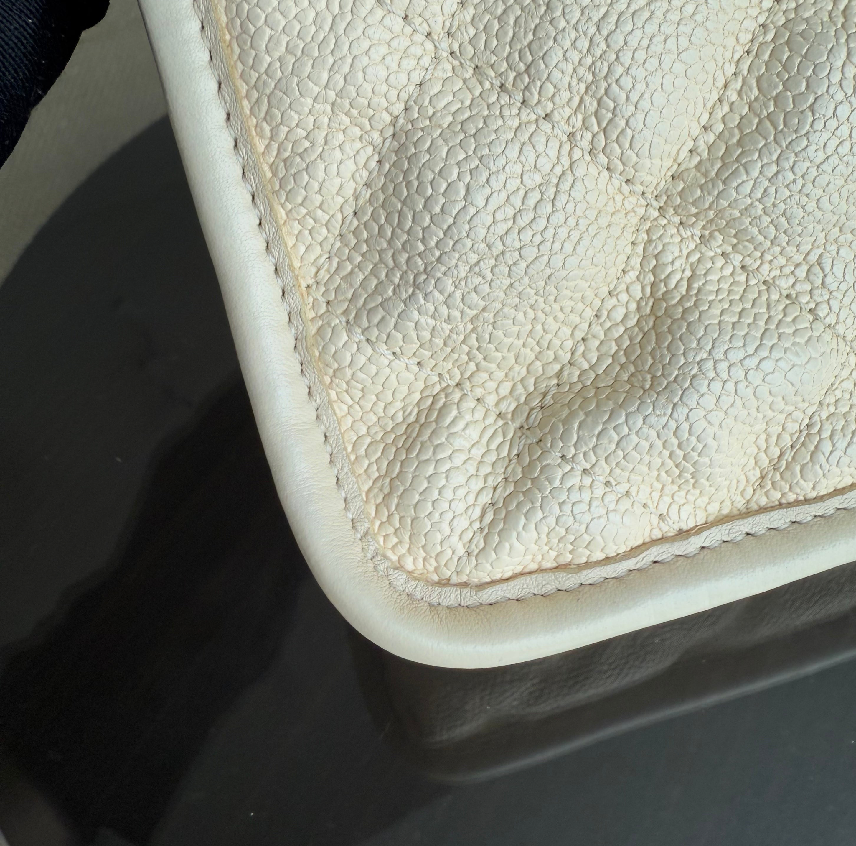 Chanel French Riviera - Caviar 29CM Quilted Cream Silver Hardware Series 15