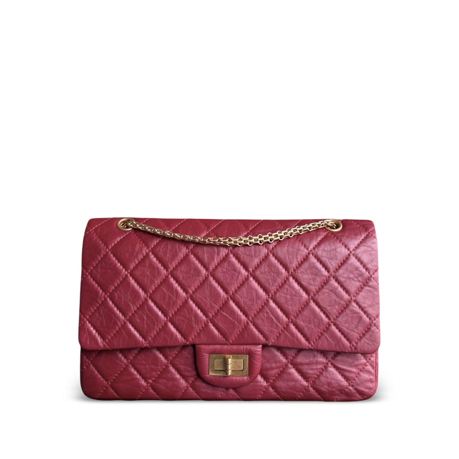 Chanel 2.55 Reissue 227 - Quilted Aged Calfskin Dark Red Gold Hardware Series 21