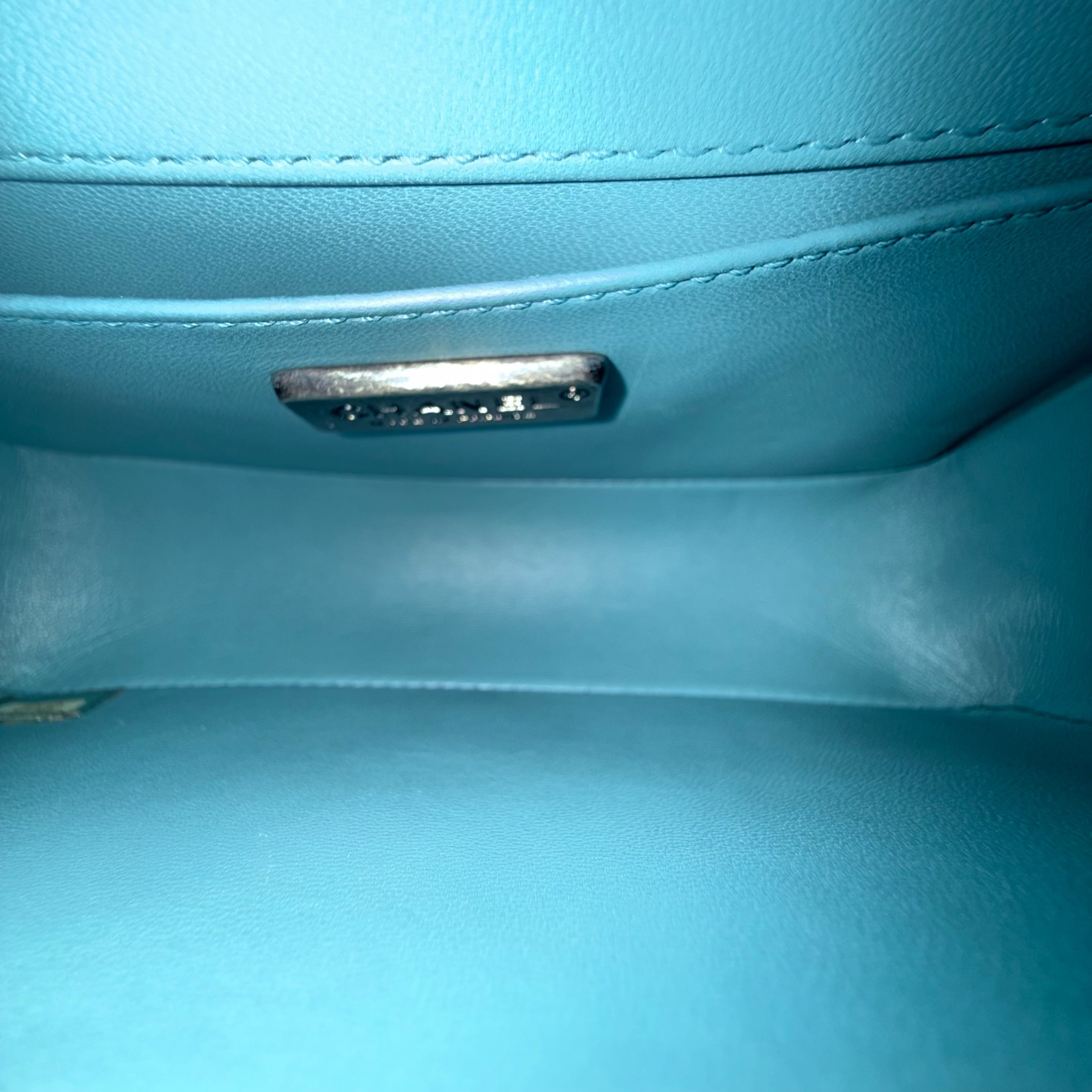 Chanel Boy Small - 20CM Stingray Tiffany Blue Silver Hardware Series 22