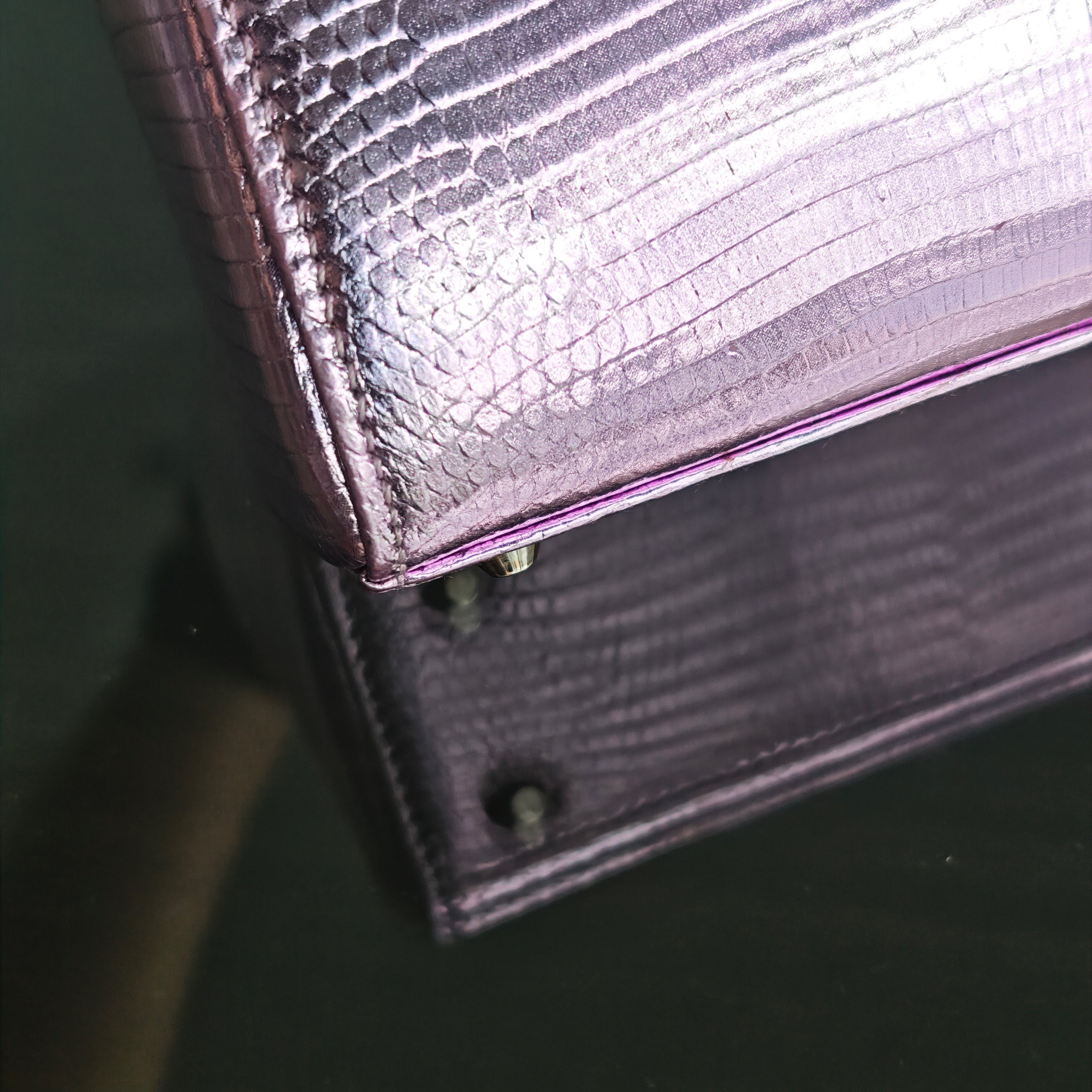 Dior Lady Mini - Exotic Lizard Light Purple Silver Hardware