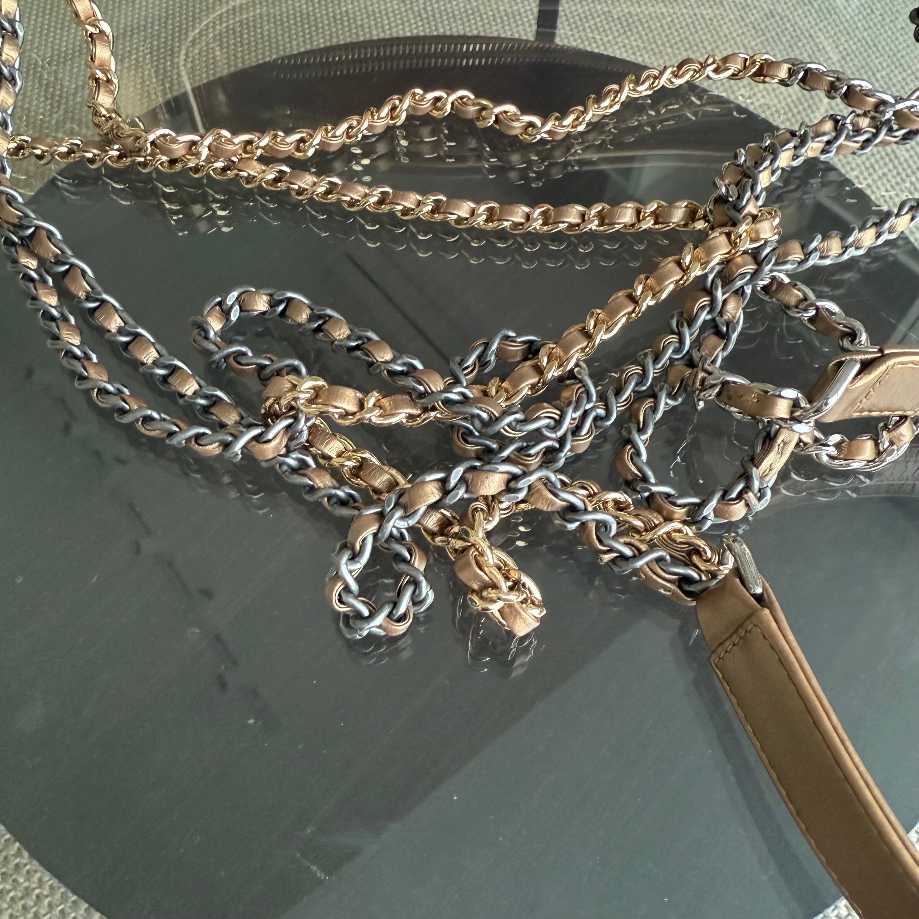 Chanel Gabrielle Small - Quilted Calfskin Bronze Gold Two-Tone Hardware Series 23