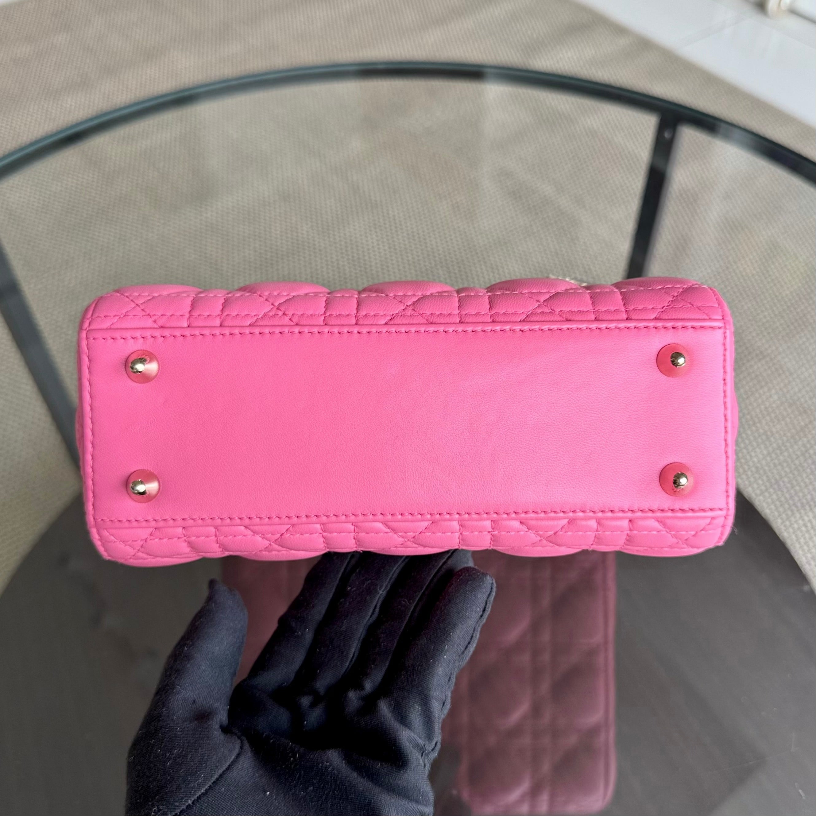 Dior Lady Small - Cannage Lambskin Barbie Pink Gold Hardware