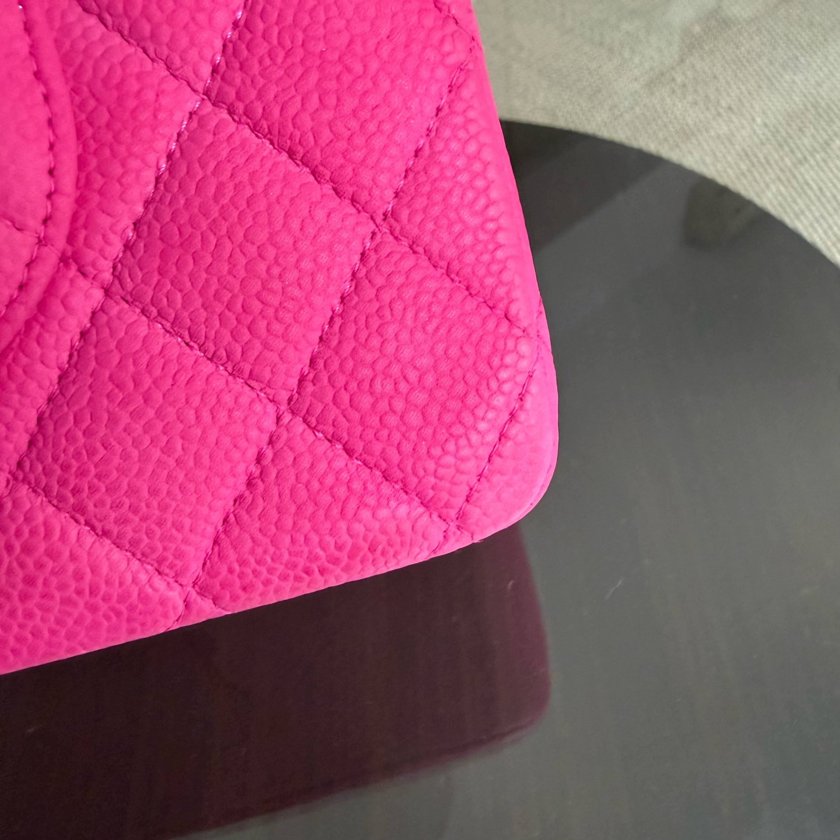 Chanel Classic Flap Medium - 25CM Quilted Caviar Pink Silver Hardware Series 18