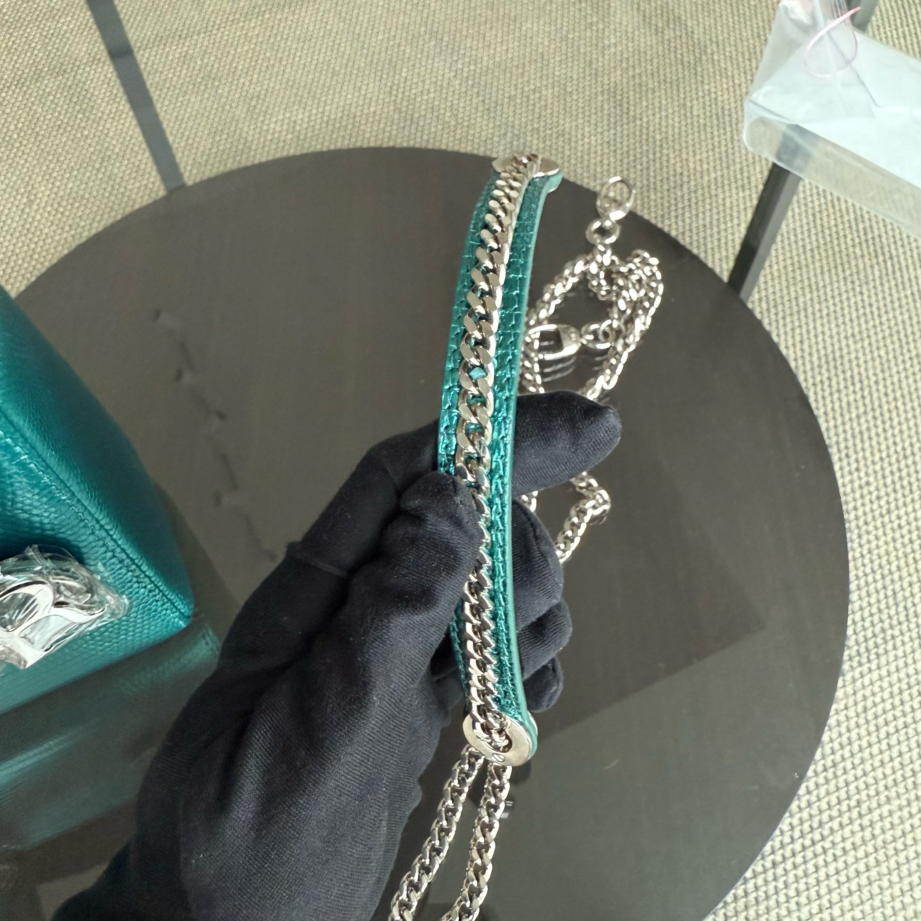 Dior Lady Mini - Exotic Lizard Green color Silver Hardware