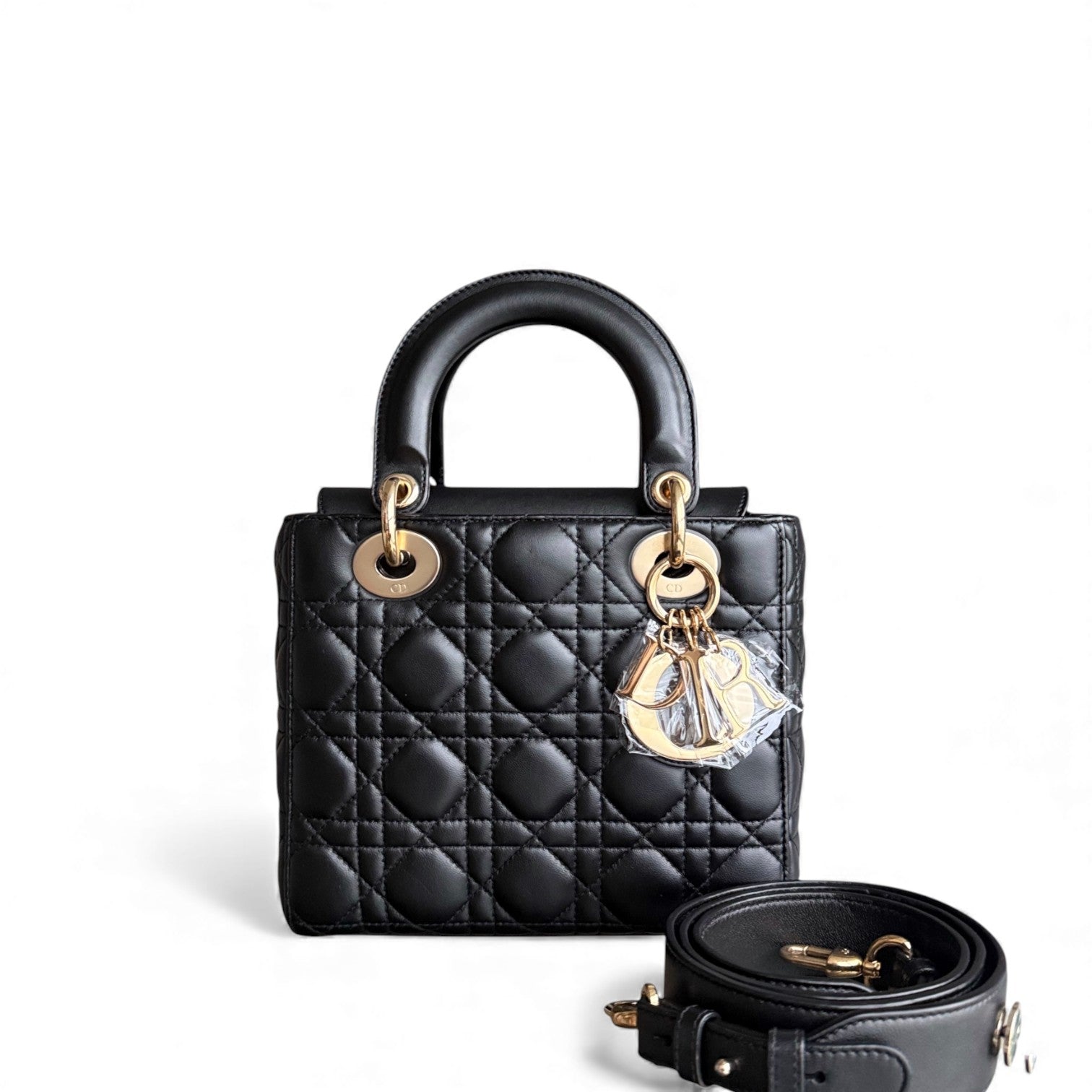 Dior Lady Small - Cannage Lambskin Black Gold Hardware