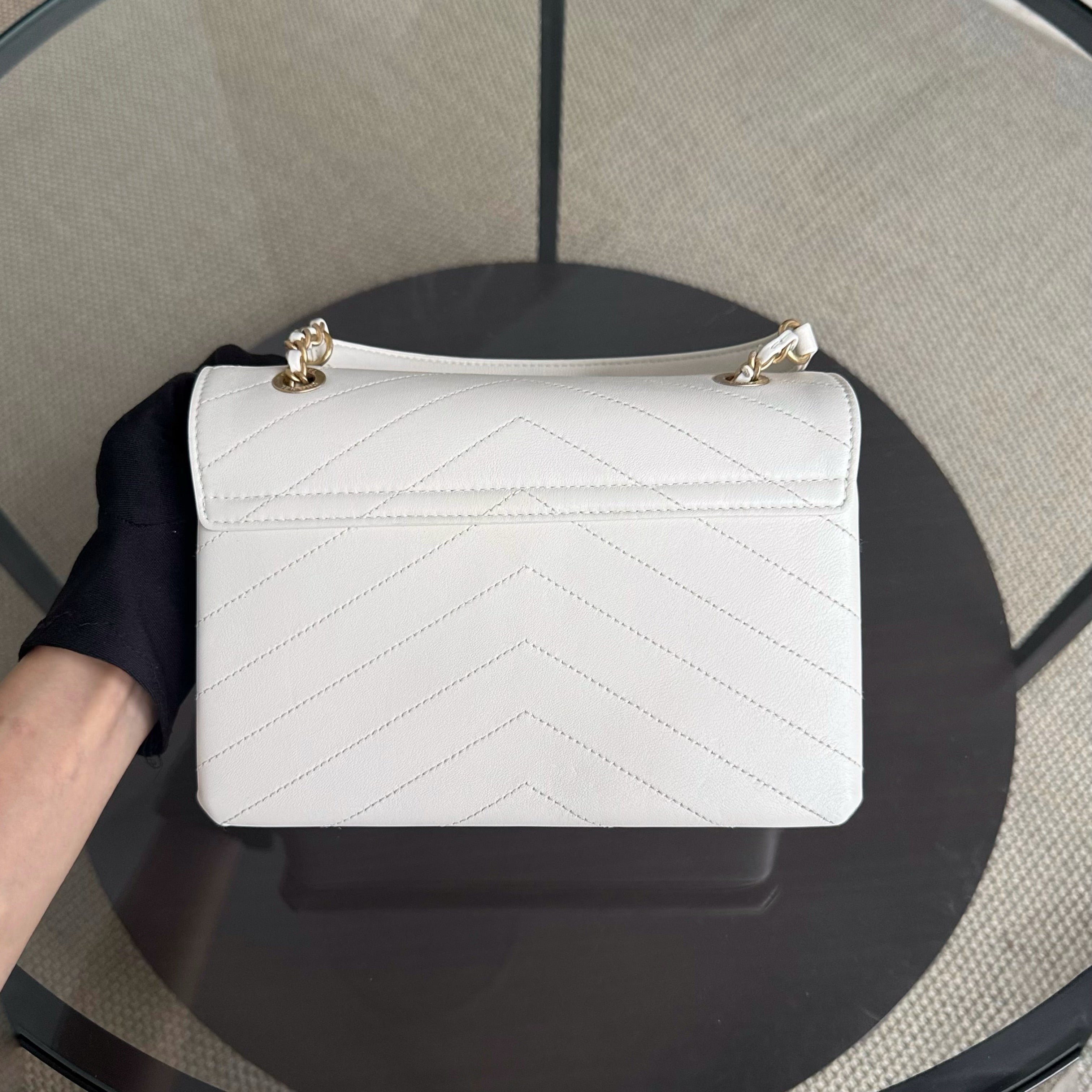 Chanel Coco Chevron Bag - Calfskin White Gold Hardware Series 25