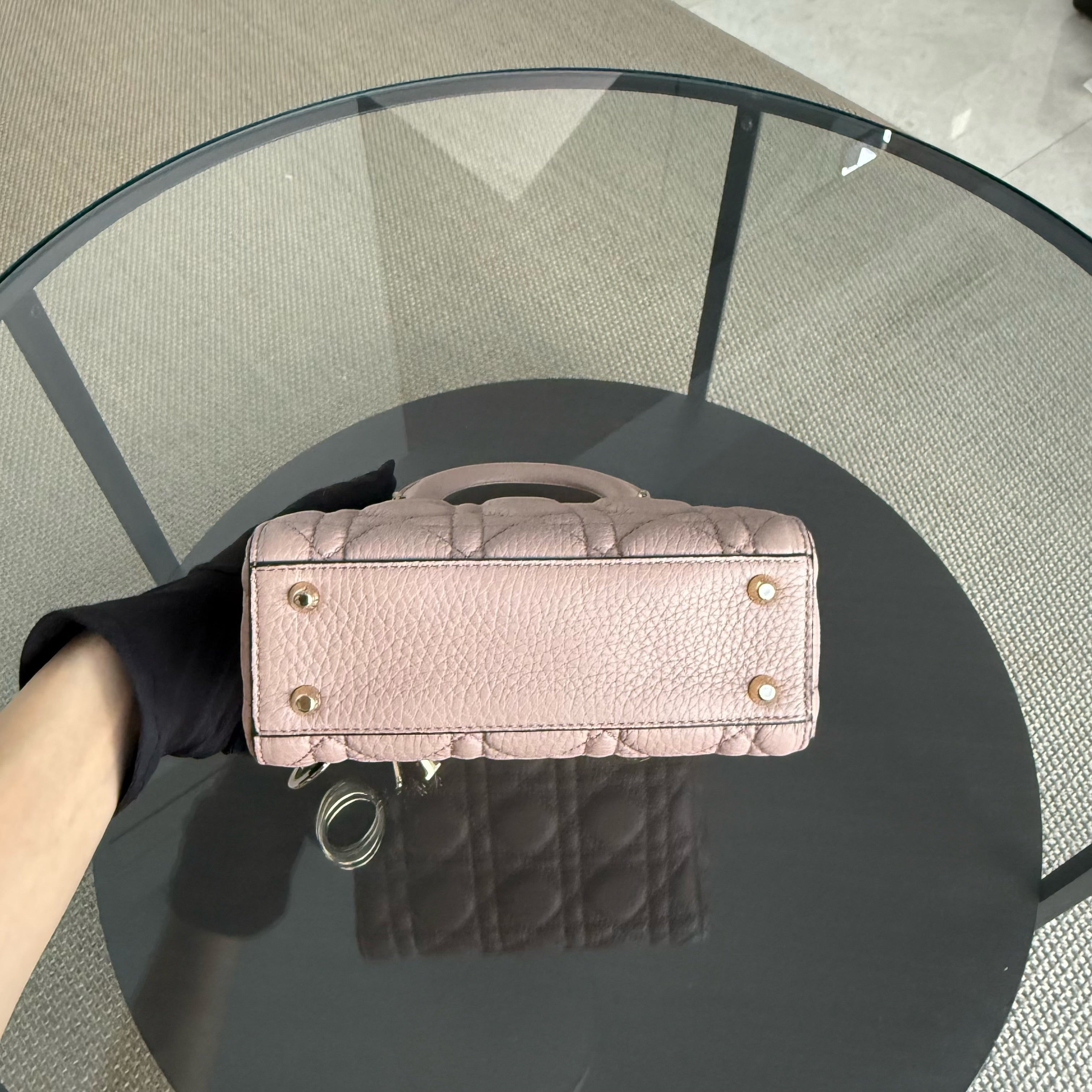 Dior Lady Mini - Cannage Grained Calfskin Blush Gold Hardware