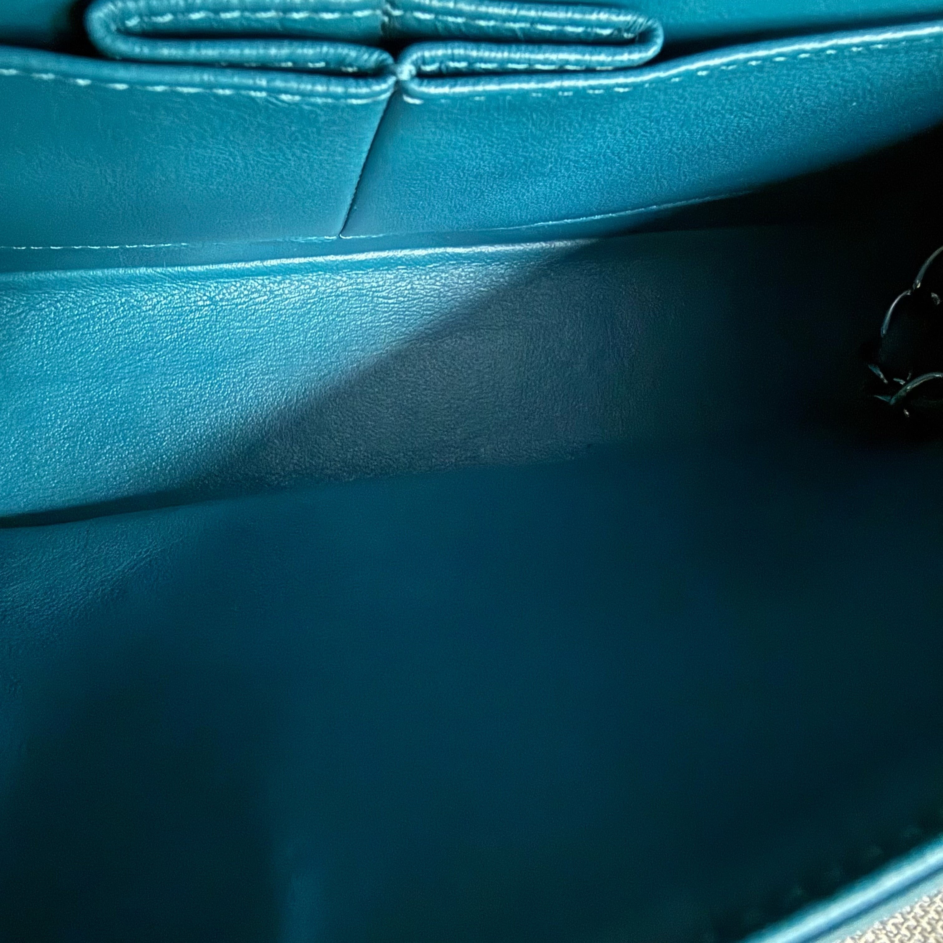 Chanel Classic Flap Medium - 25CM Lambskin Quilted Turquoise Dark Silver Hardware Series 15