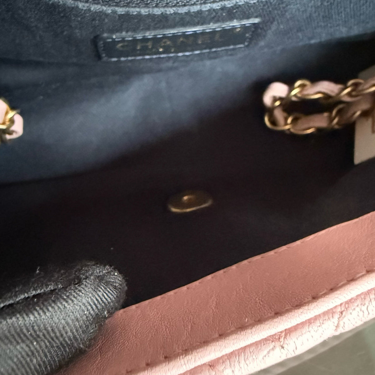 Chanel Herringbone Medallion - Chevron Seasonal Flap Light Pink Aged Gold Hardware Series 21
