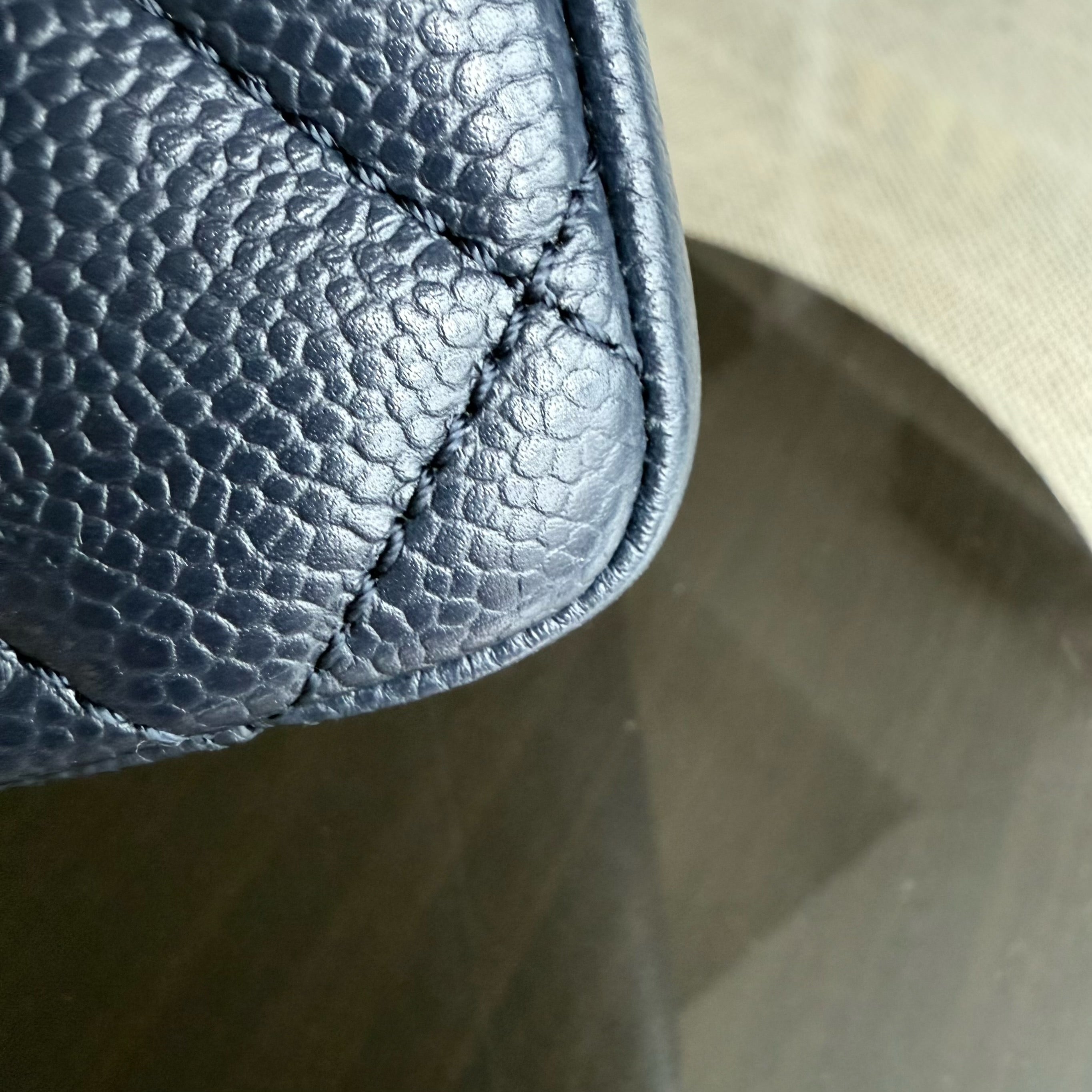 Chanel GST Grand Shopping Tote - Caviar Quilted Grained Calfskin Dark Navy Blue Gold Hardware Series 19