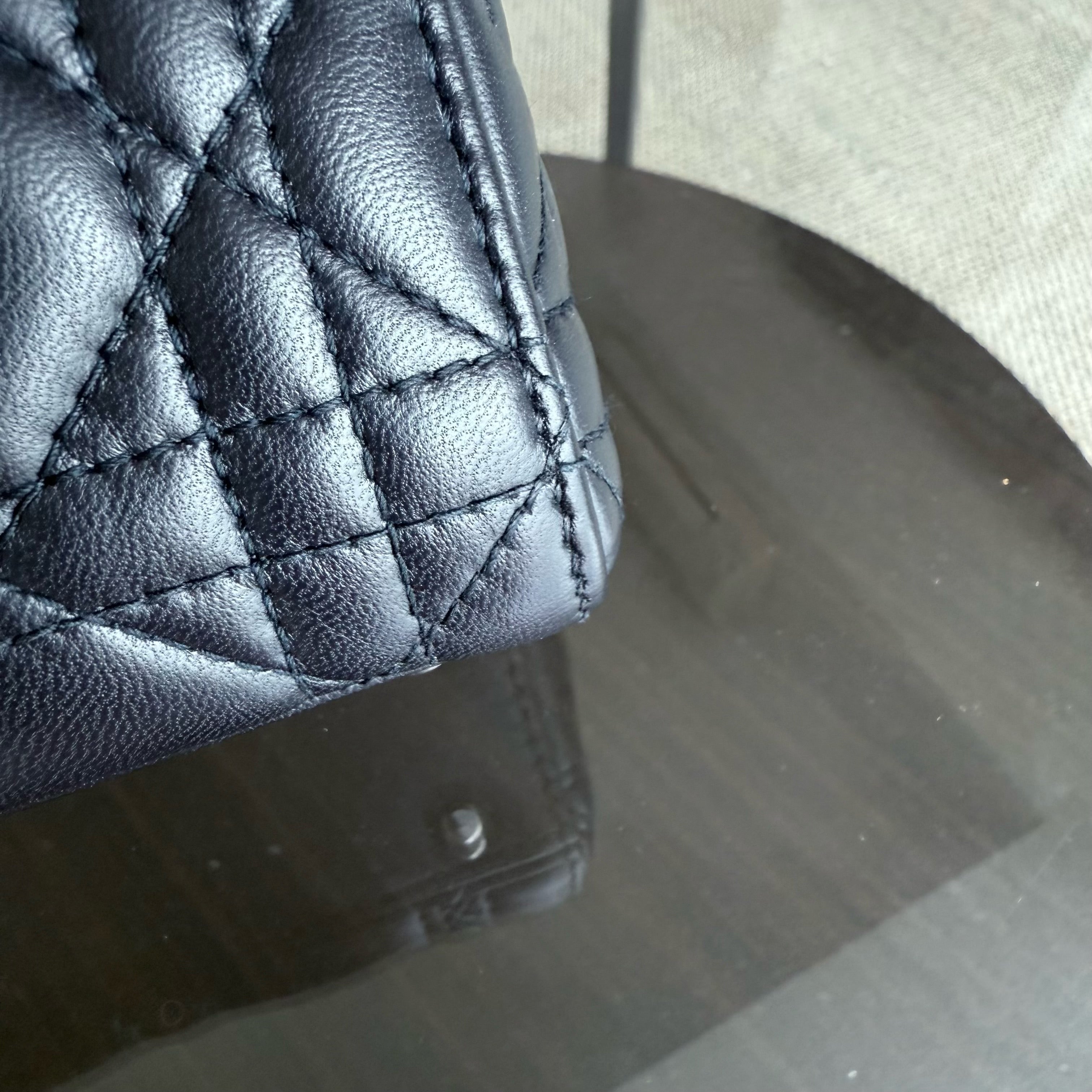 Dior Lady Mini - Cannage Lambskin Midnight Blue Silver Hardware Chain Strap