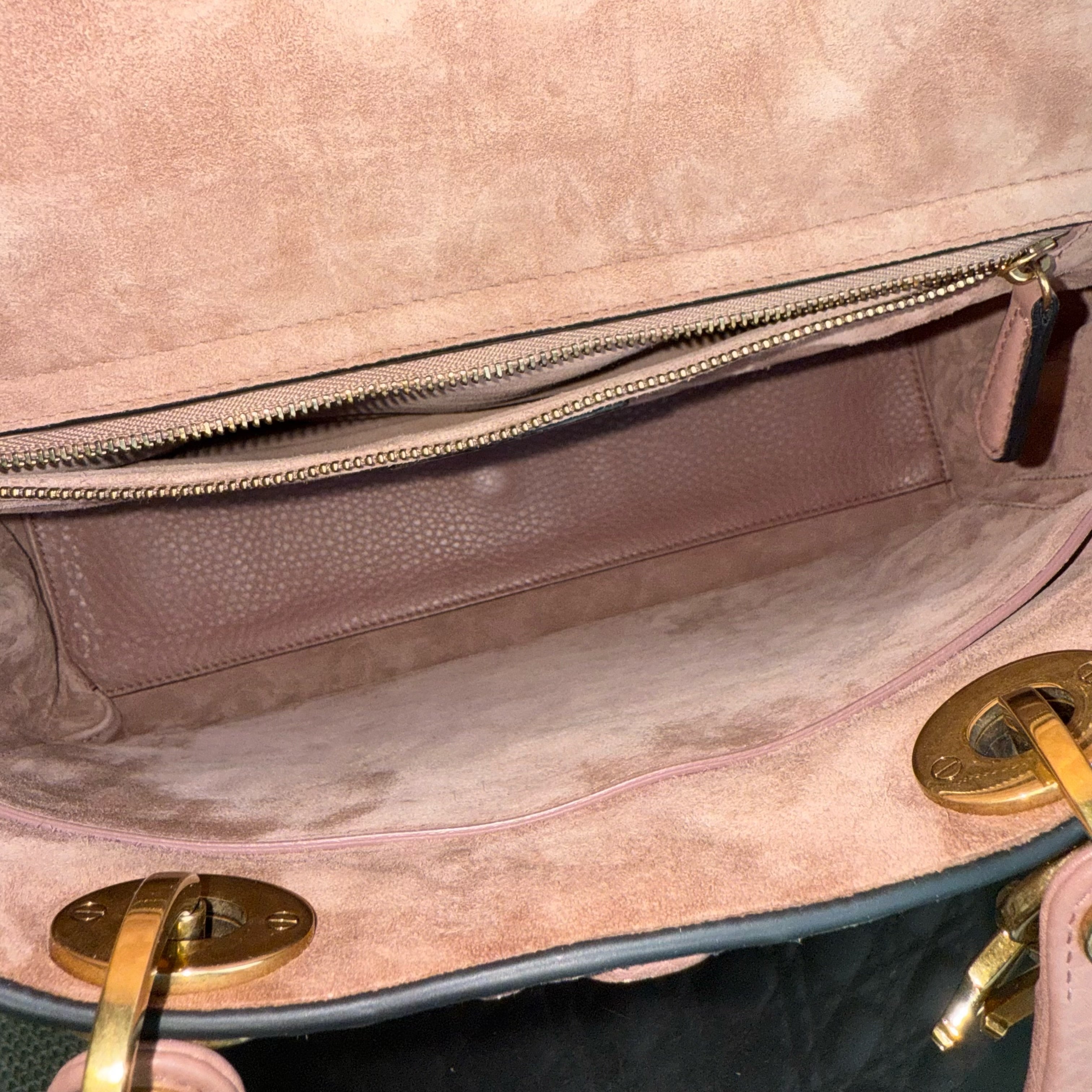 DIor Lady Large - Cannage Grained Calfskin Blush Gold Hardware NO STRAP