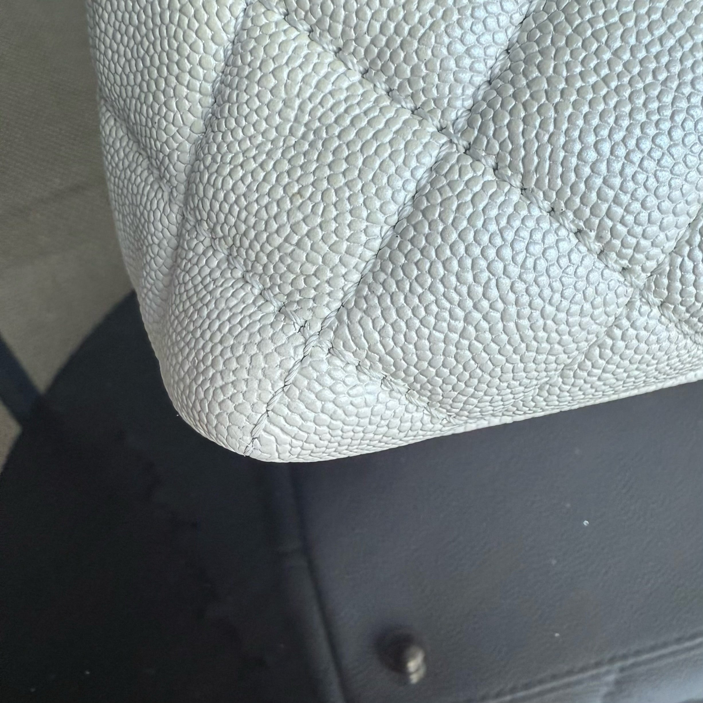 Chanel Coco Handle Medium - Caviar 29CM Quilted Irridescent Pearl White Gold Hardware Series 30