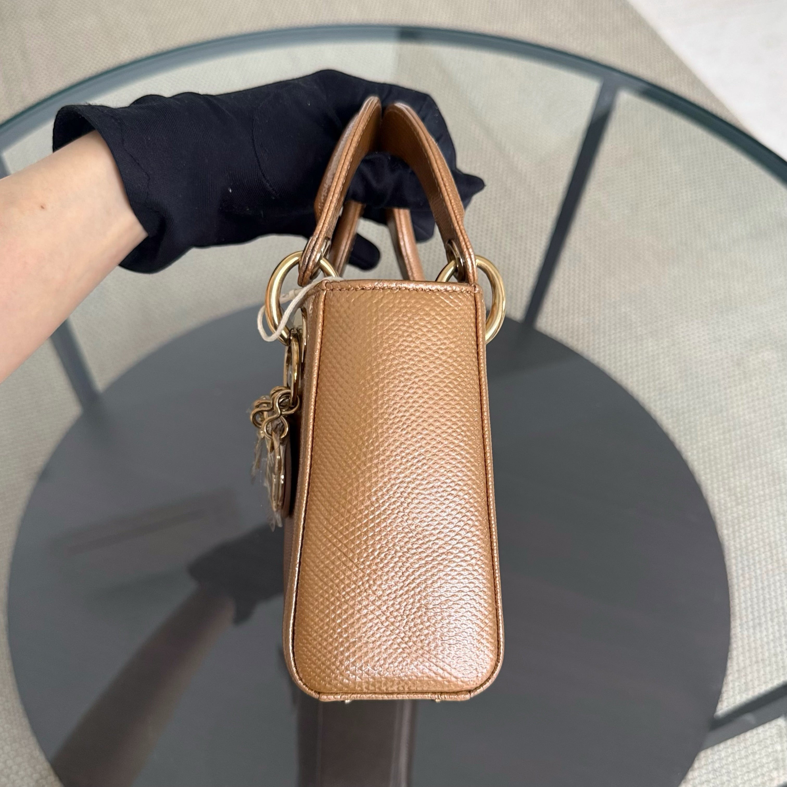 Dior Lady Mini - Exotic Lizard Caramel color Gold Hardware