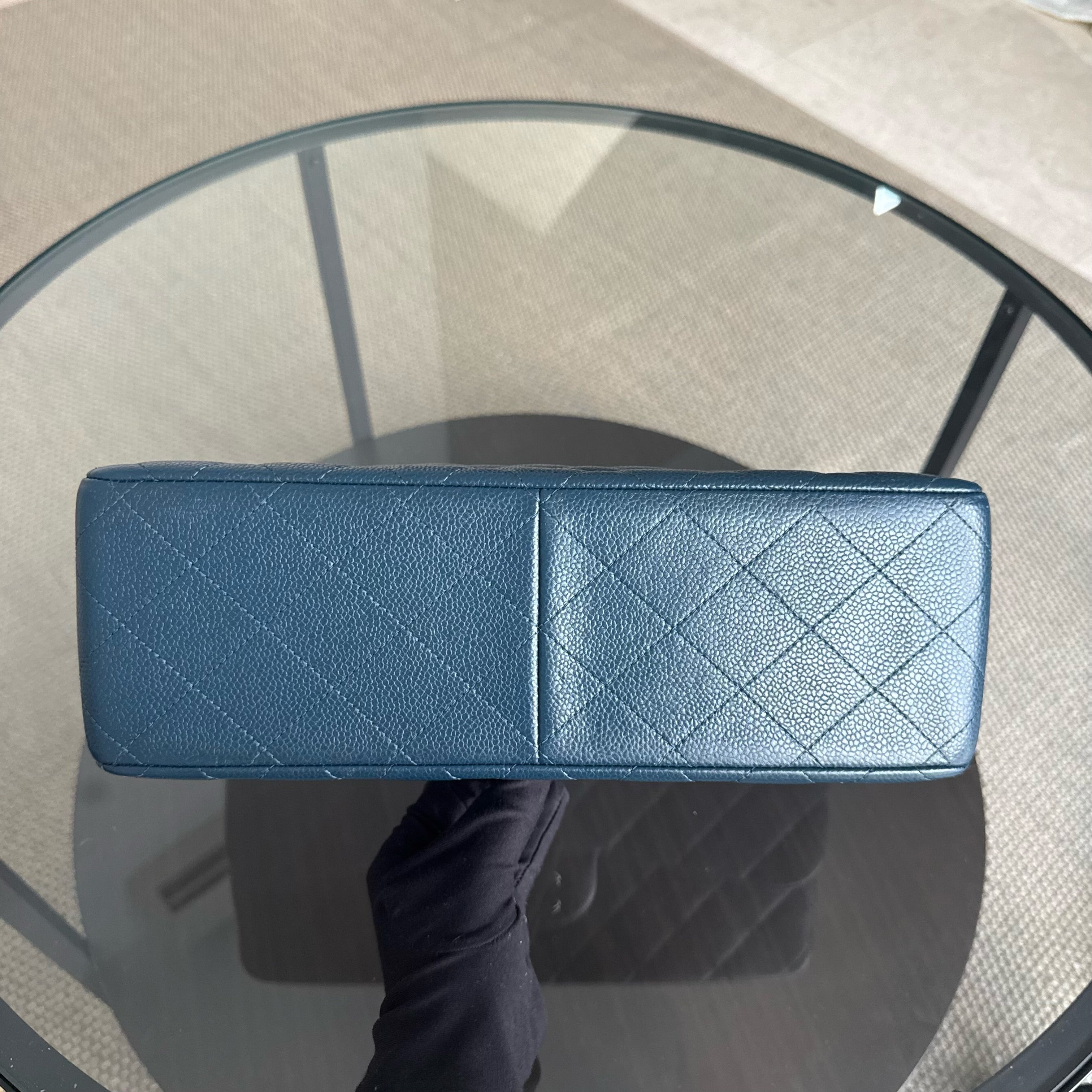 Chanel Classic Flap Jumbo - Caviar 30CM Double Flap Quilted Blue Silver Hardware& Chanel 2.55 Reissue Chevron Gray Grey Gold Hardware