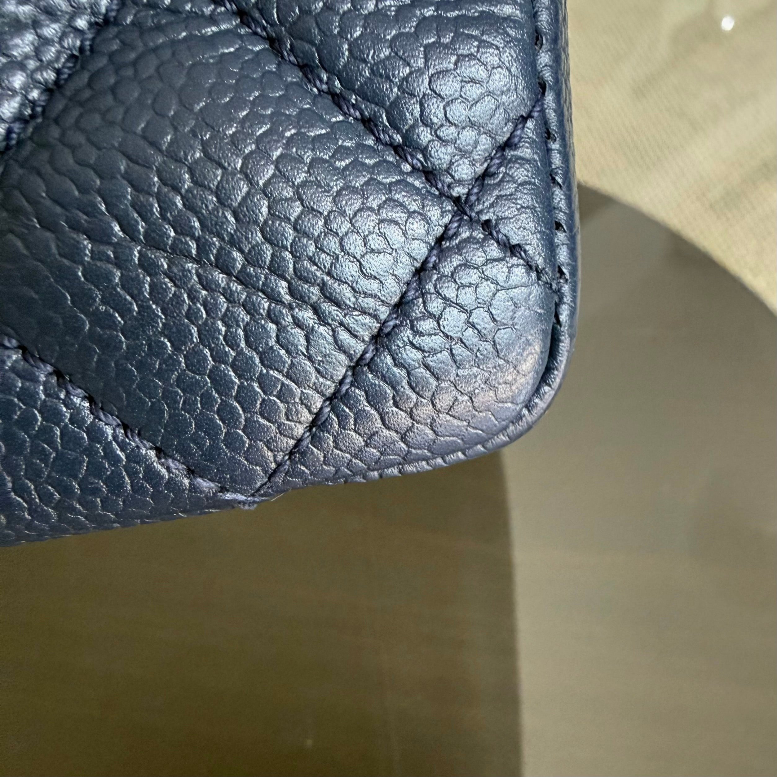 Chanel GST Grand Shopping Tote - Dark Blue Caviar Quilted Silver Hardware Series 13
