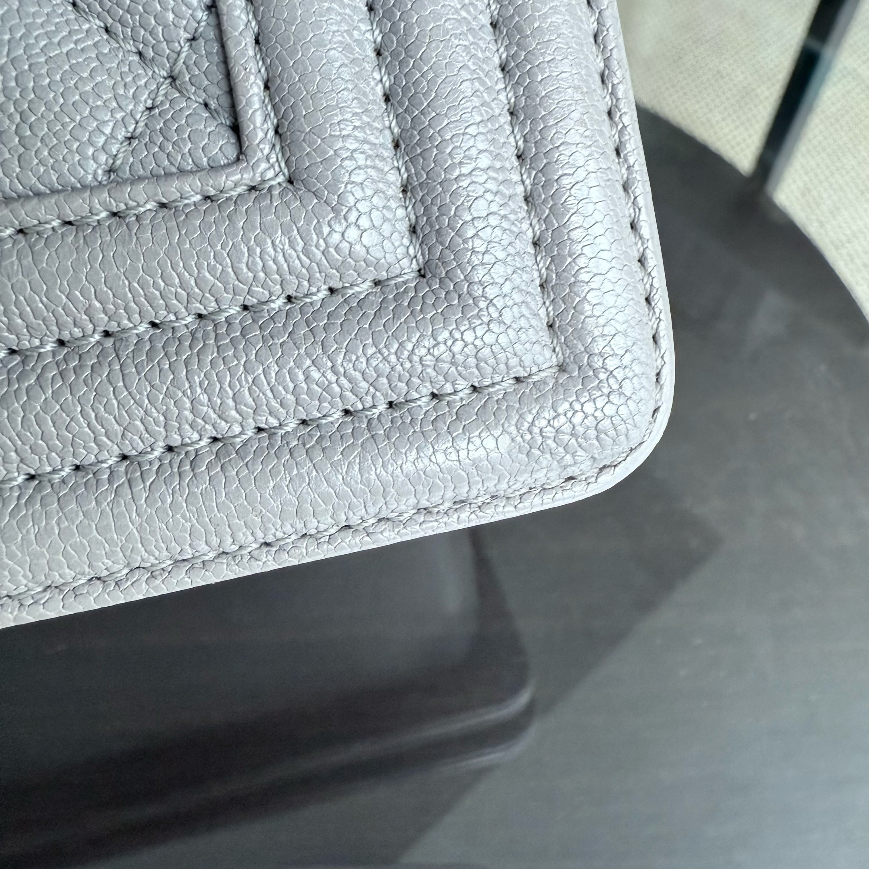 Chanel Boy Medium - Caviar 28CM Quilted Grey Gray Gold Hardware Series 26