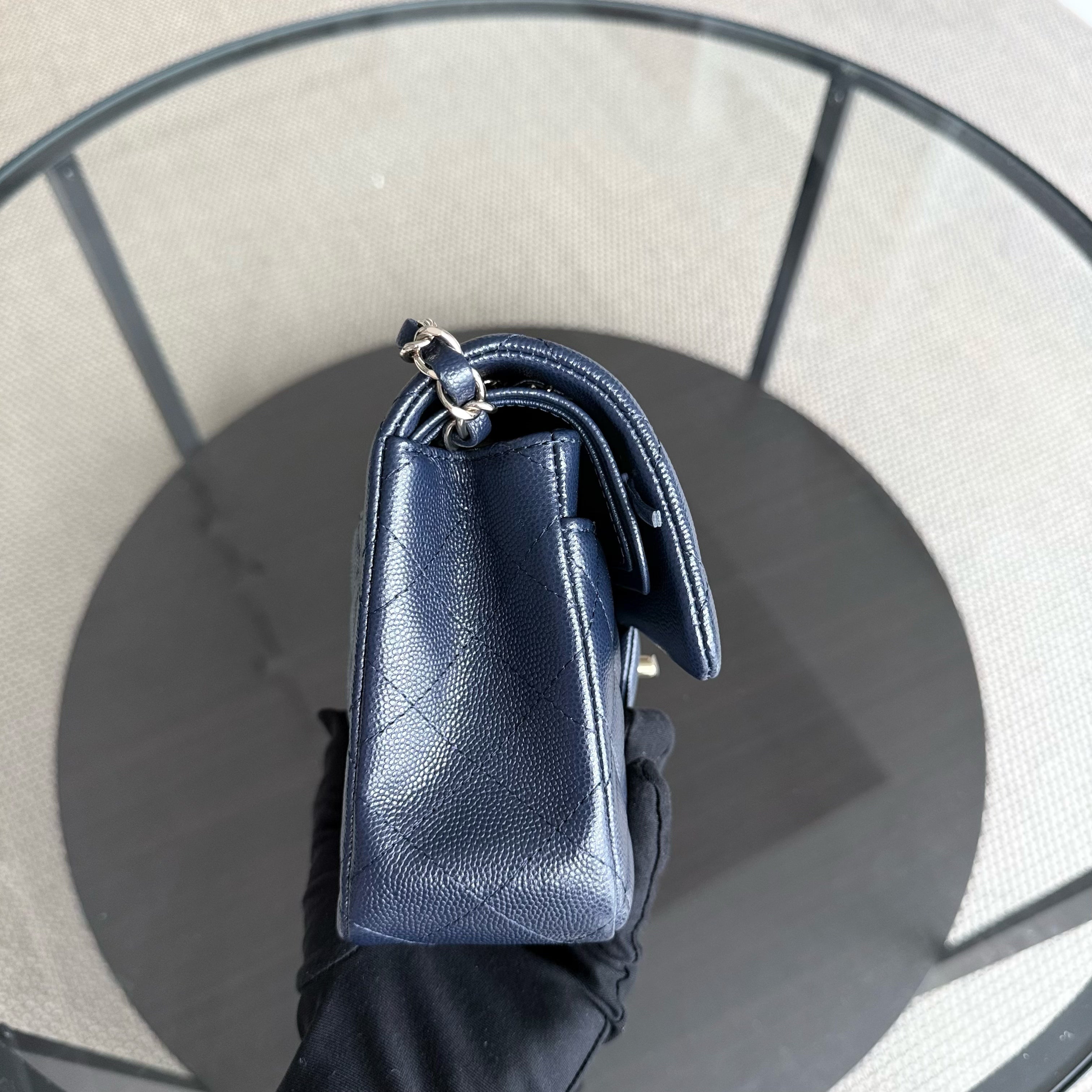 Chanel Classic Flap Small - Caivar 23CM Quilted Midnight Blue Gold Hardware Series 29
