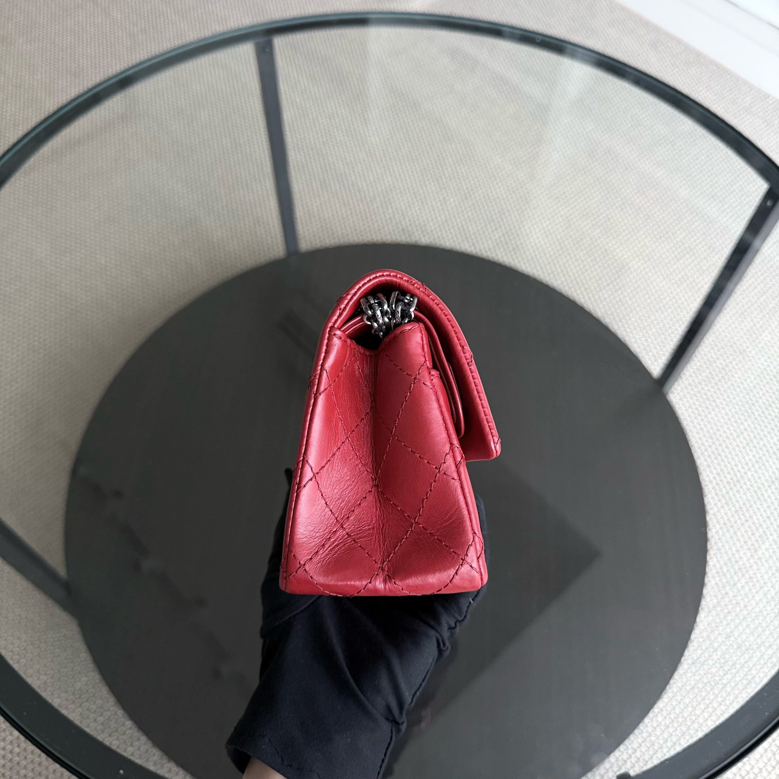 Chanel 2.55 Reissue Mini - 20CM Quilted Aged Calfskin Red Ruthenium Silver Hardware Series 16