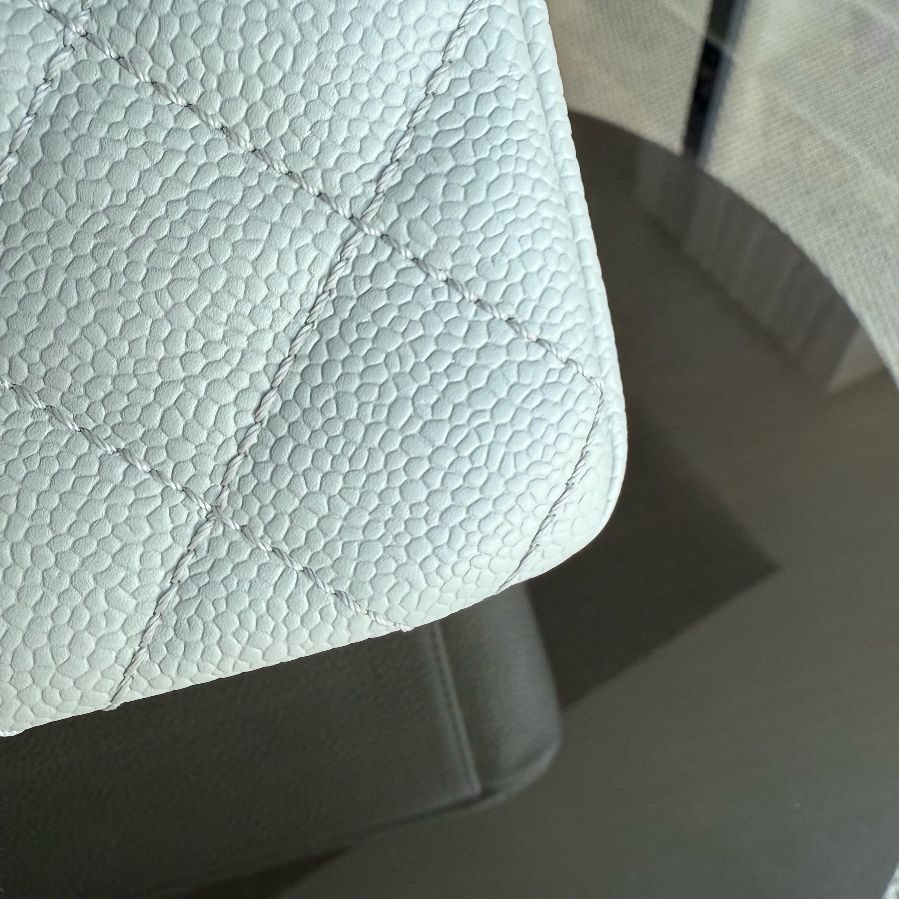 Chanel PST Petite Shopping Tote - Caviar Quilted Light Mint Cyan Silver Hardware