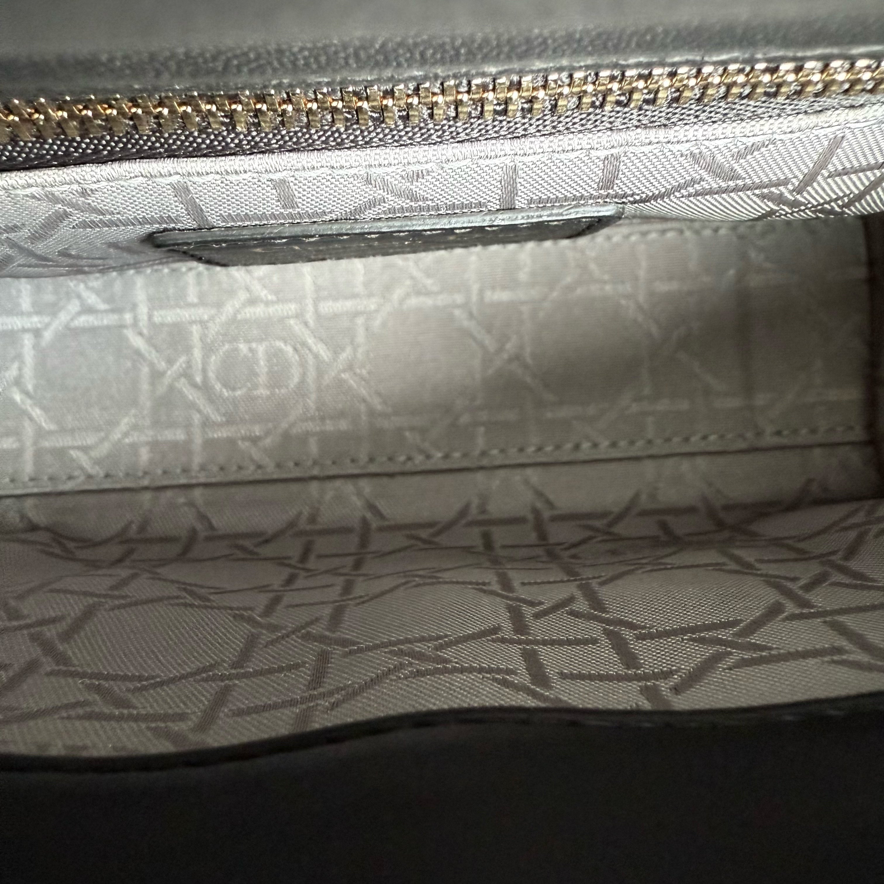 Dior Lady Mini - Cannage Lambskin Dark Grey Gray Gold Hardware Chain Strap