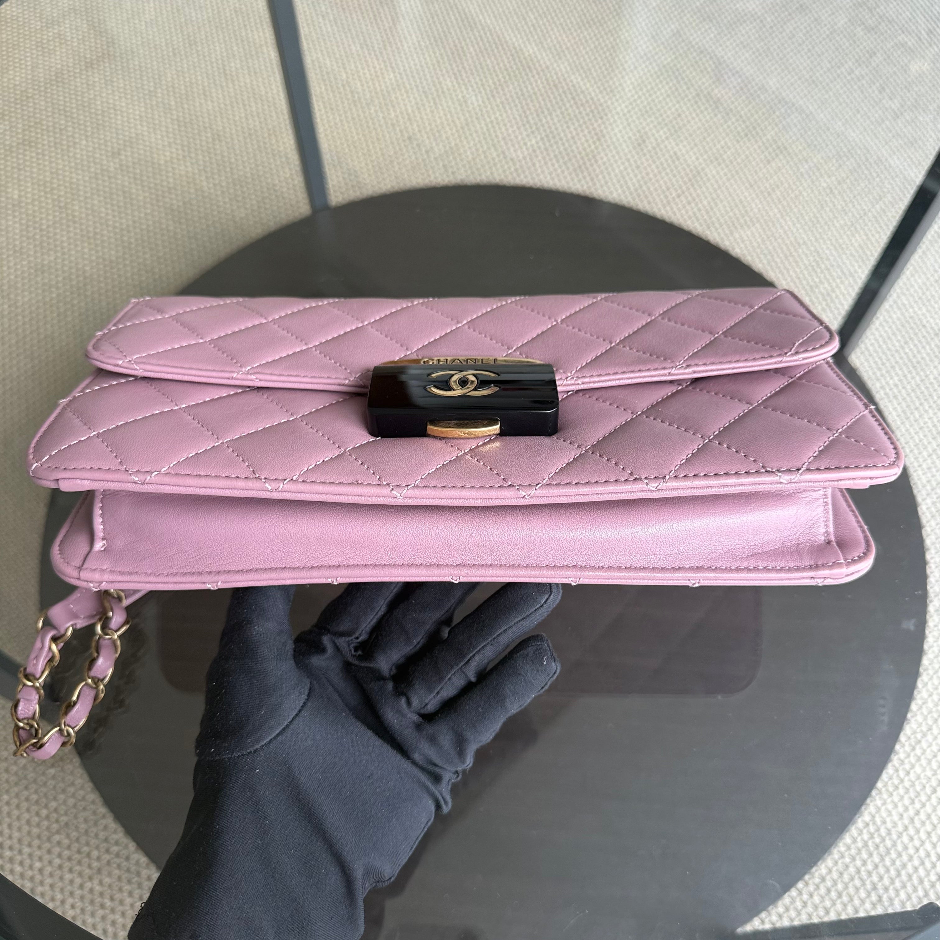 Chanel Beauty Lock Flap - 28CM Quilted Sheetskin Pink Gold Hardware Series 22